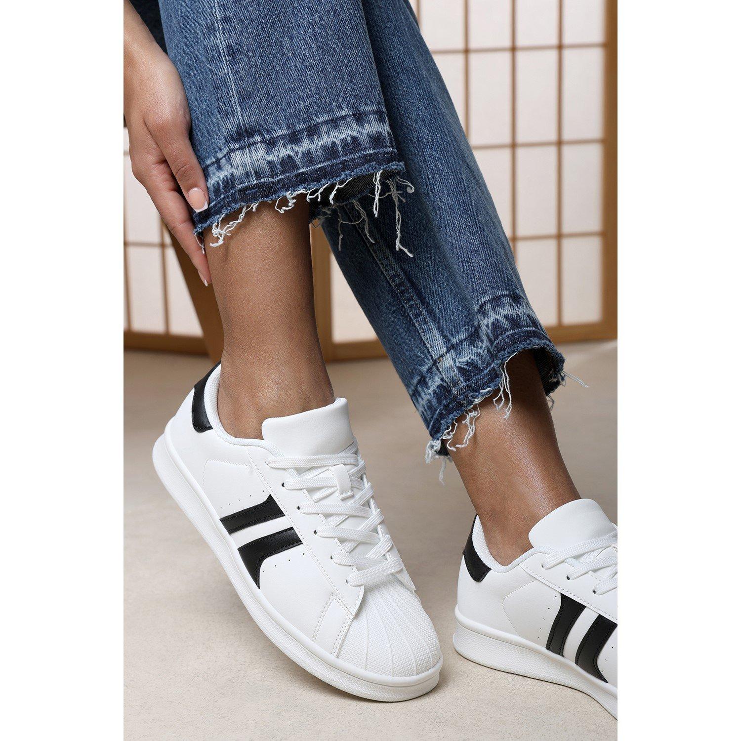White - Wheres That From - Yamileth Stripe Panel Detailed Trainer - 2