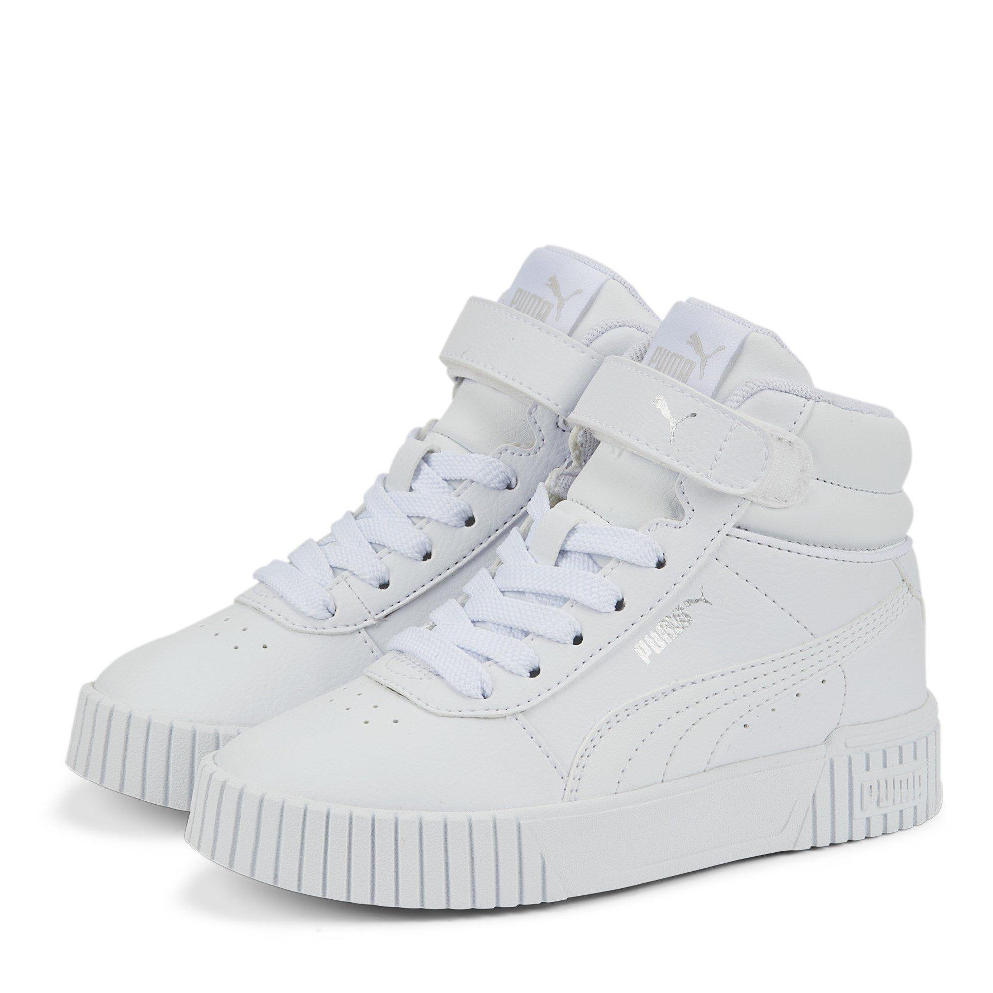 Puma Girls Carina Mid Trainers Child's - Triple White - 2 (34.5)