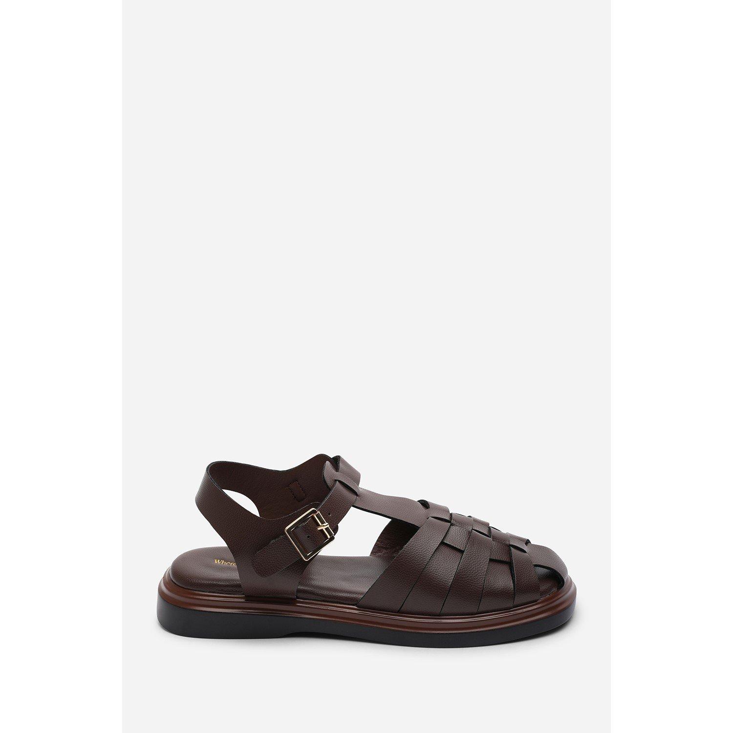 Dark Brown - Wheres That From - Chime Fisherman Flatform Dark Brown Sandal - 2