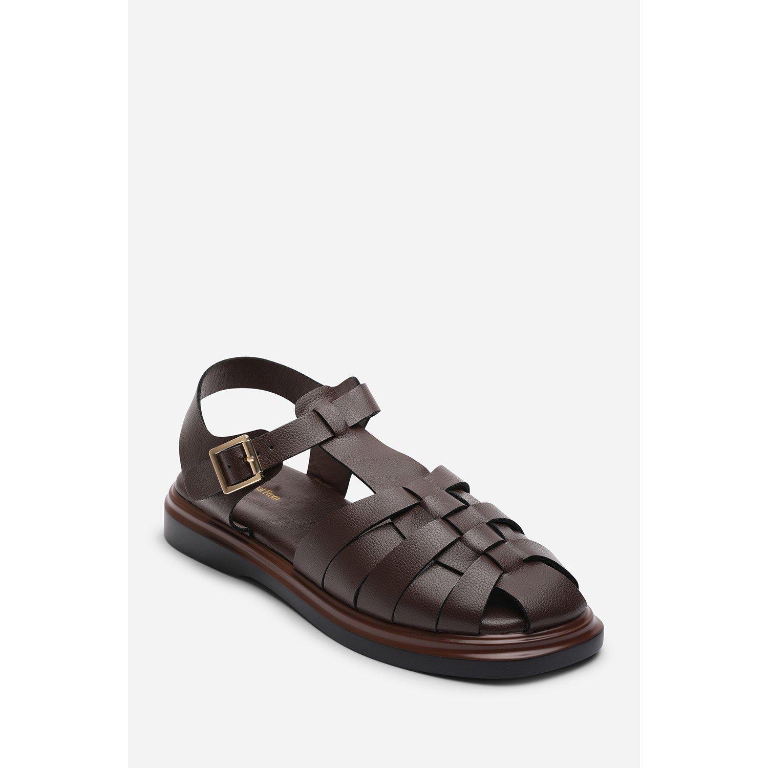 Dark Brown - Wheres That From - Chime Fisherman Flatform Dark Brown Sandal - 3