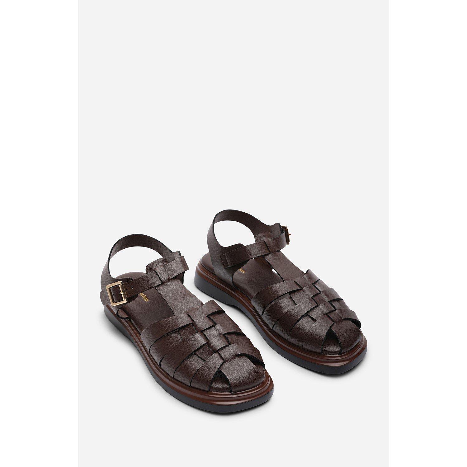 Dark Brown - Wheres That From - Chime Fisherman Flatform Dark Brown Sandal - 4