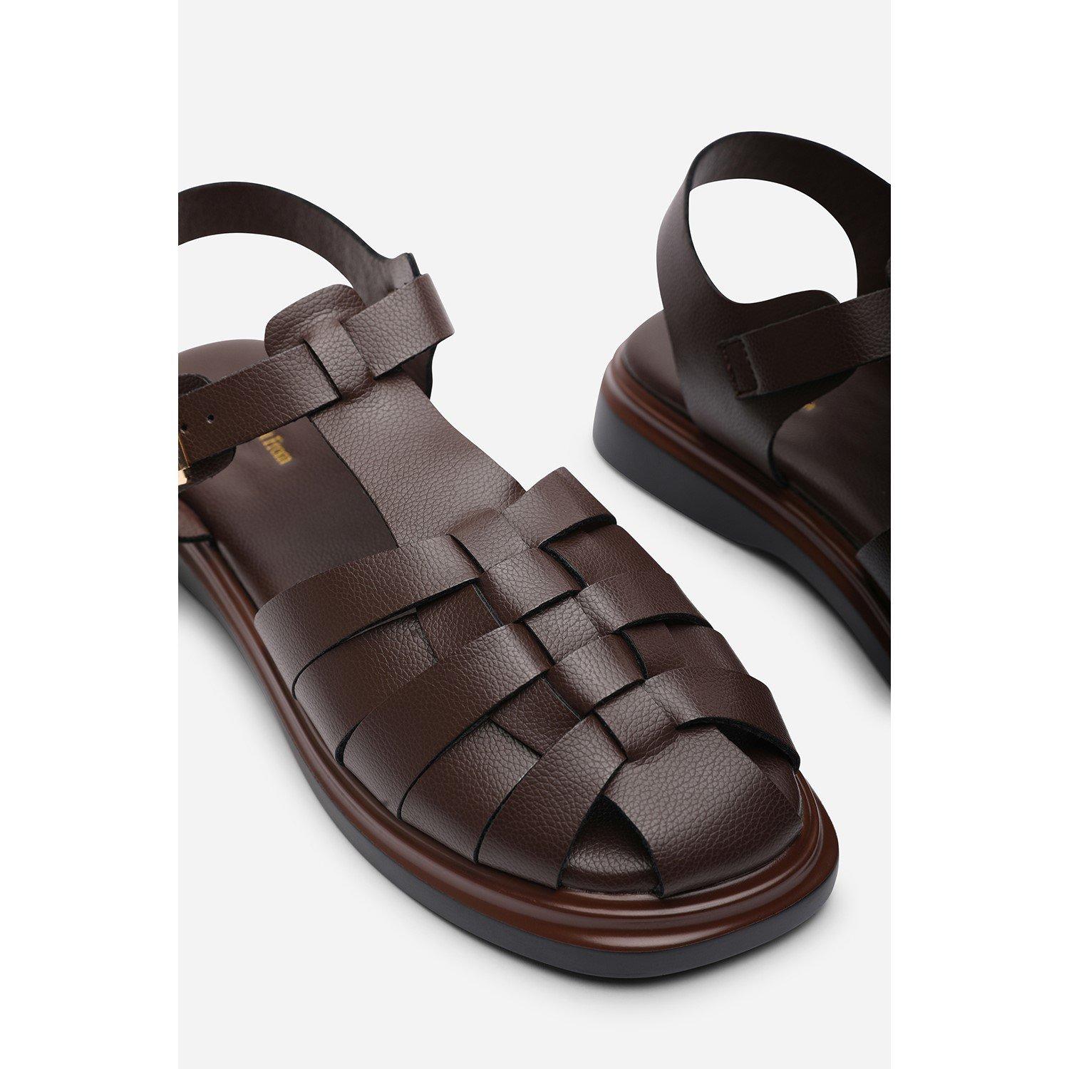 Dark Brown - Wheres That From - Chime Fisherman Flatform Dark Brown Sandal - 5