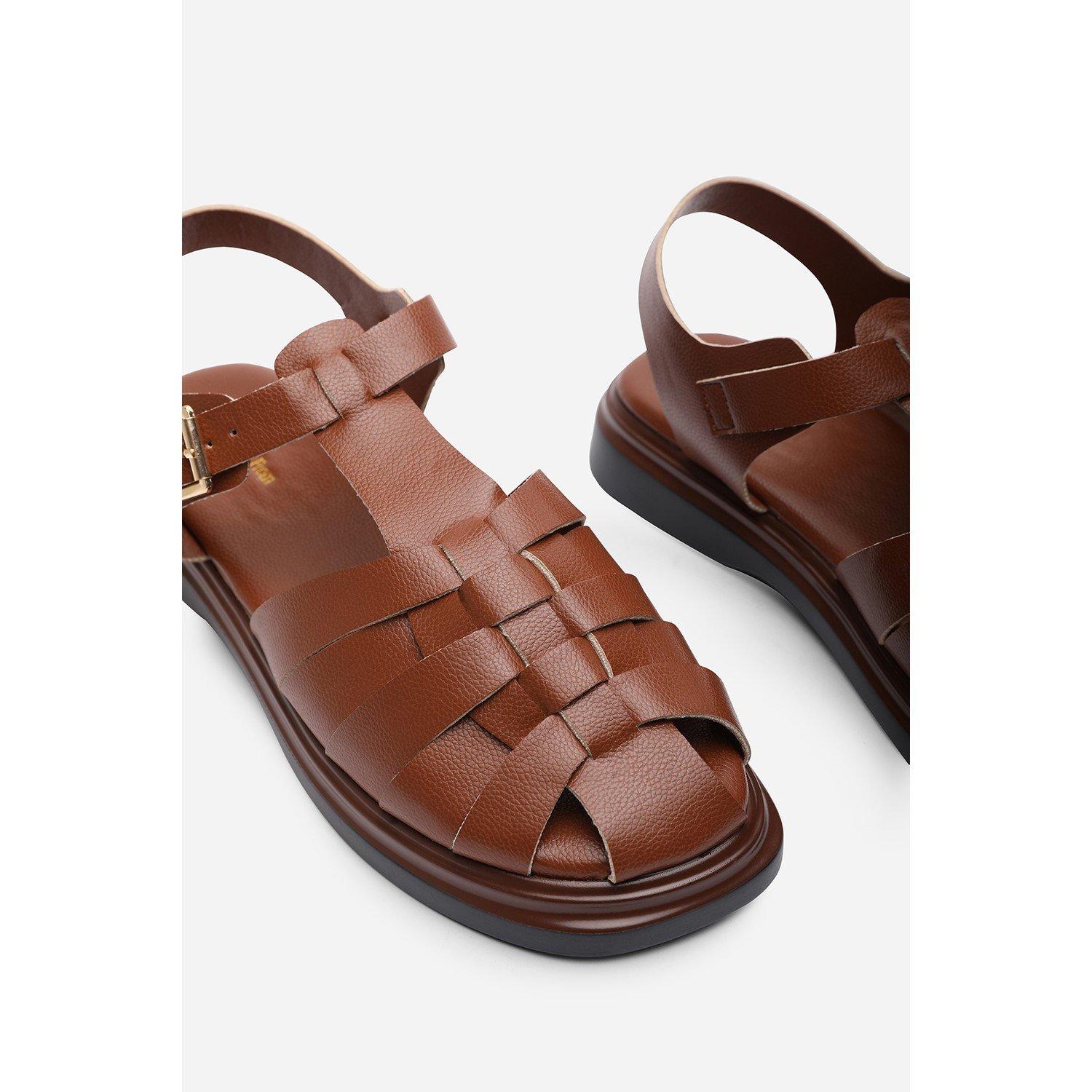 Tan - Wheres That From - Chime Fisherman Flatform Tan Sandal - 5