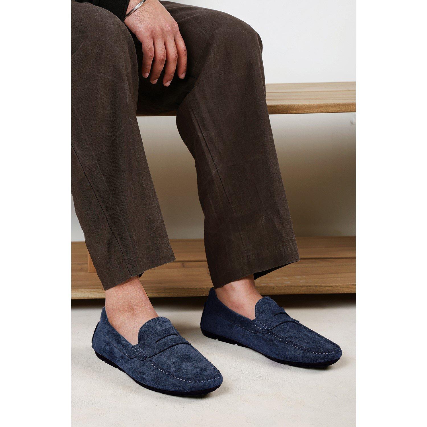 Navy - Wheres That From - Kyle Suede Slip on Bubble Loafer - 1
