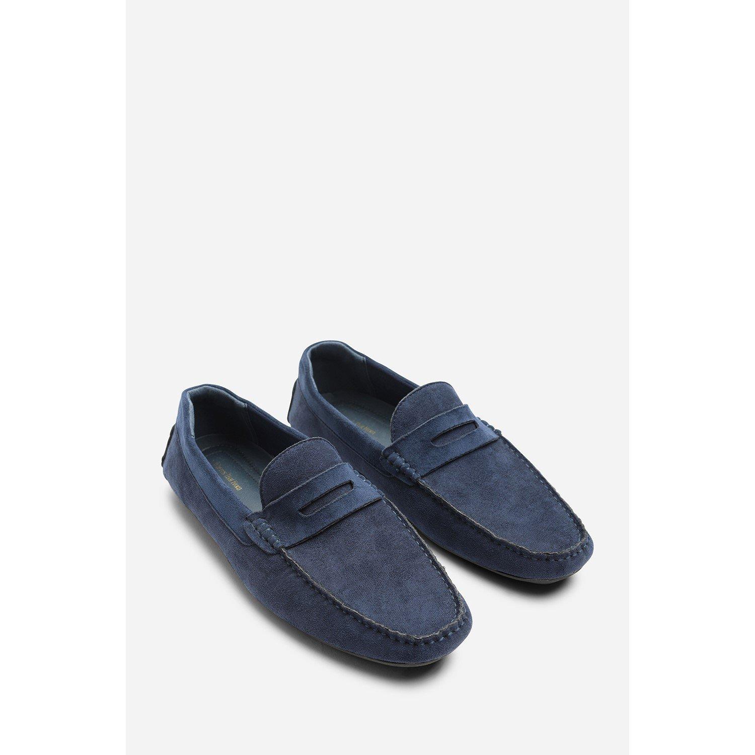 Navy - Wheres That From - Kyle Suede Slip on Bubble Loafer - 4