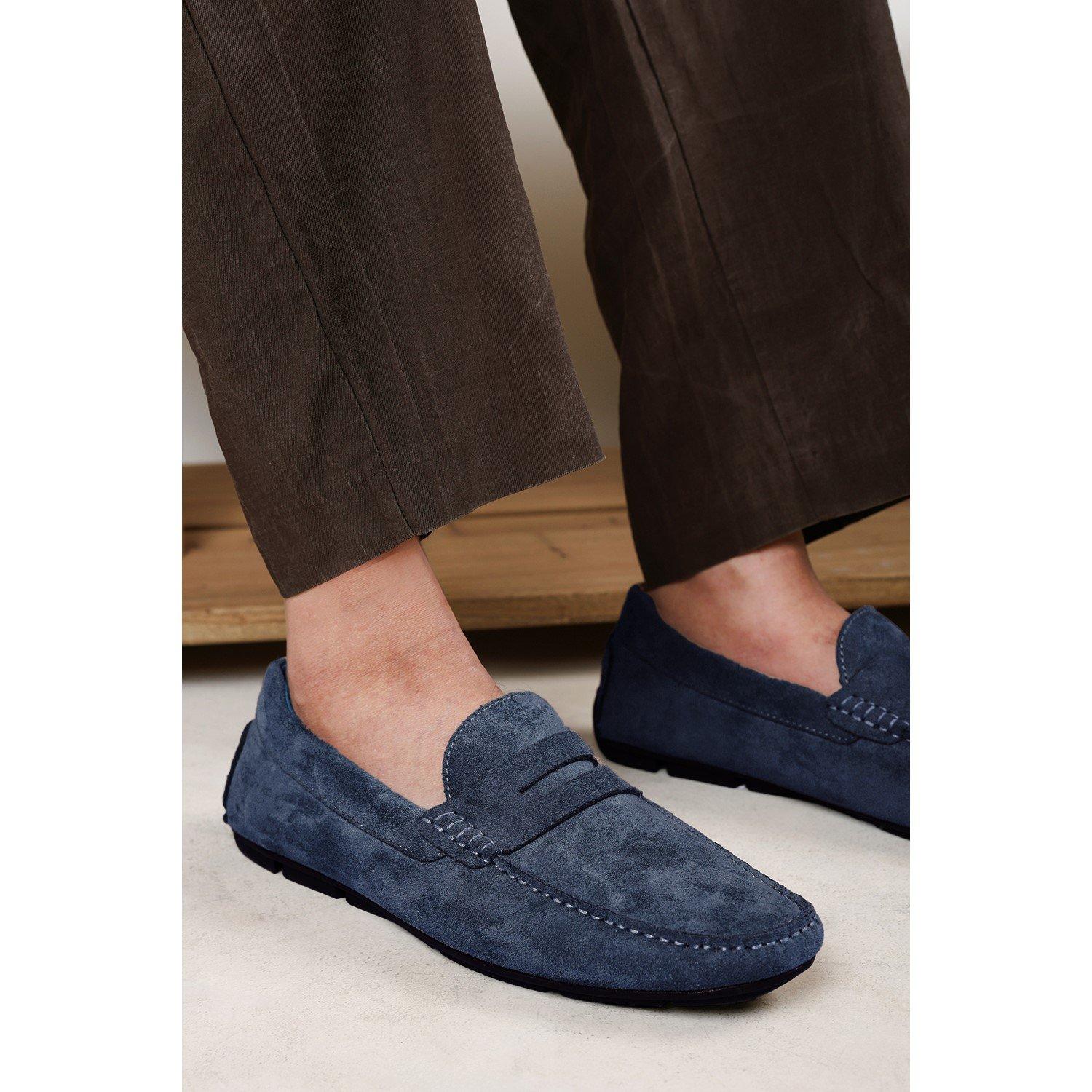 Navy - Wheres That From - Kyle Suede Slip on Bubble Loafer - 7