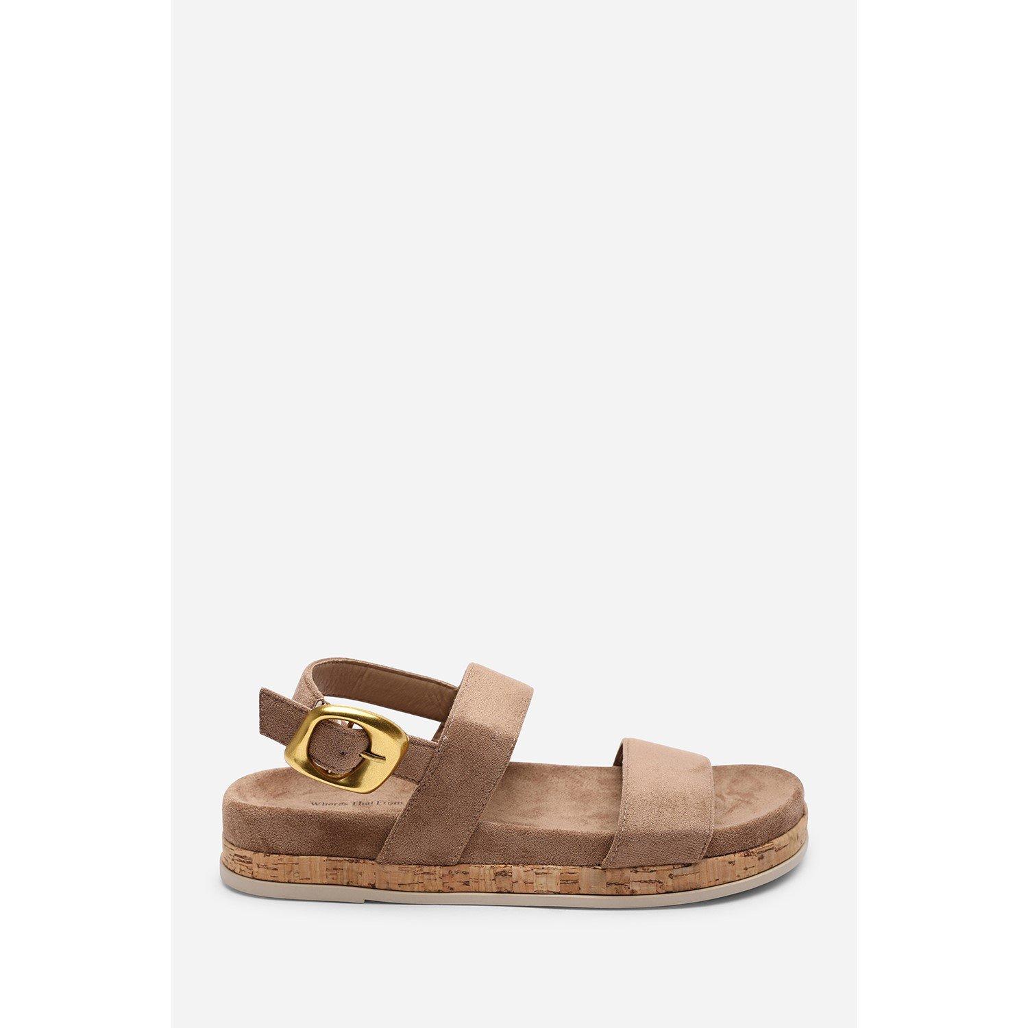 Camel - Wheres That From - Banyan Double Strap Flatform Camel Suede Sandal - 2