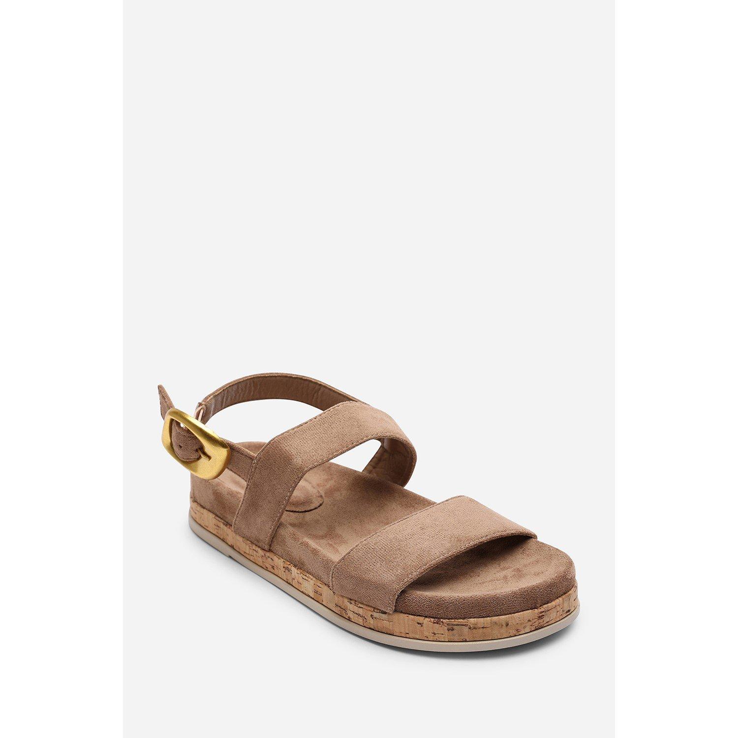 Camel - Wheres That From - Banyan Double Strap Flatform Camel Suede Sandal - 3