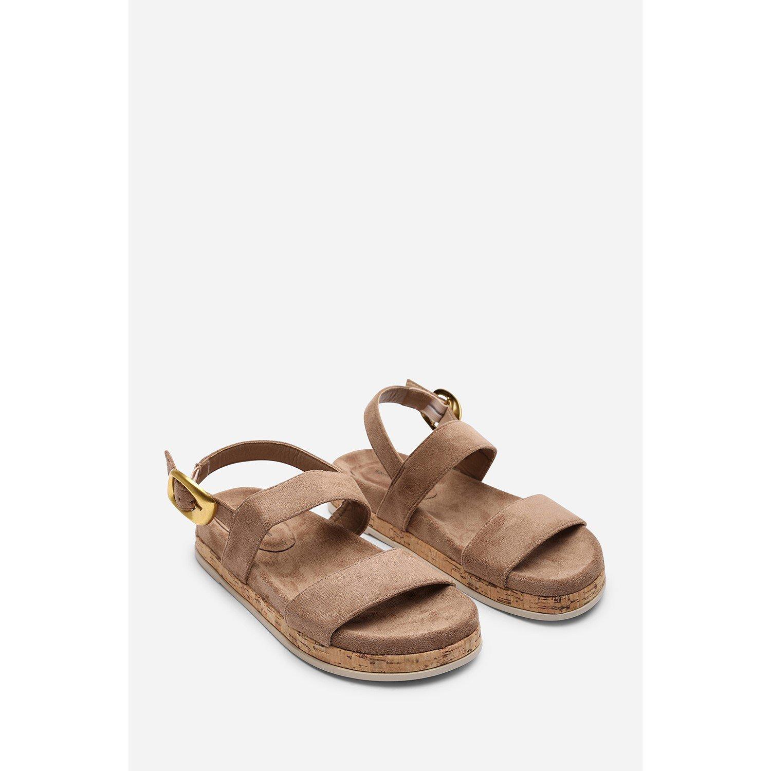 Camel - Wheres That From - Banyan Double Strap Flatform Camel Suede Sandal - 4