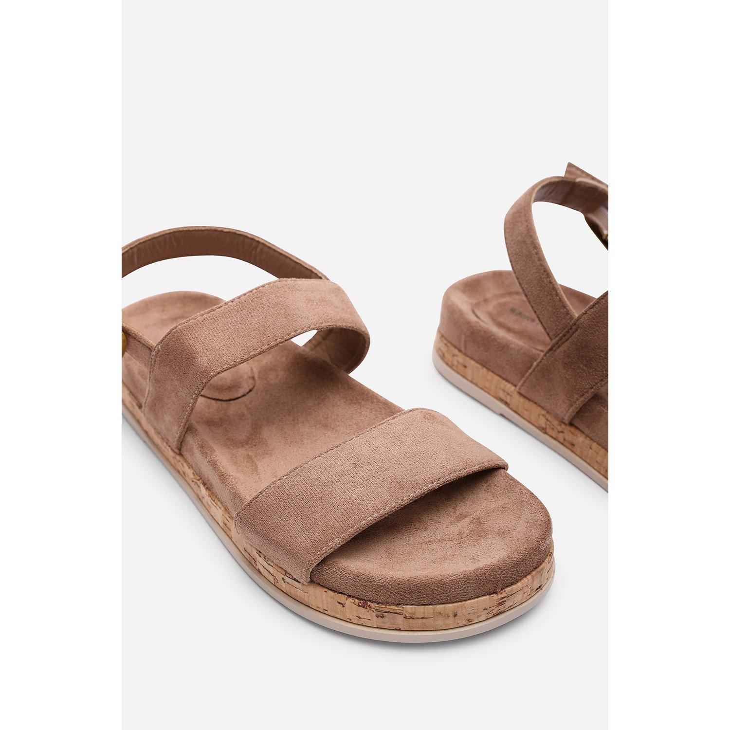 Camel - Wheres That From - Banyan Double Strap Flatform Camel Suede Sandal - 5