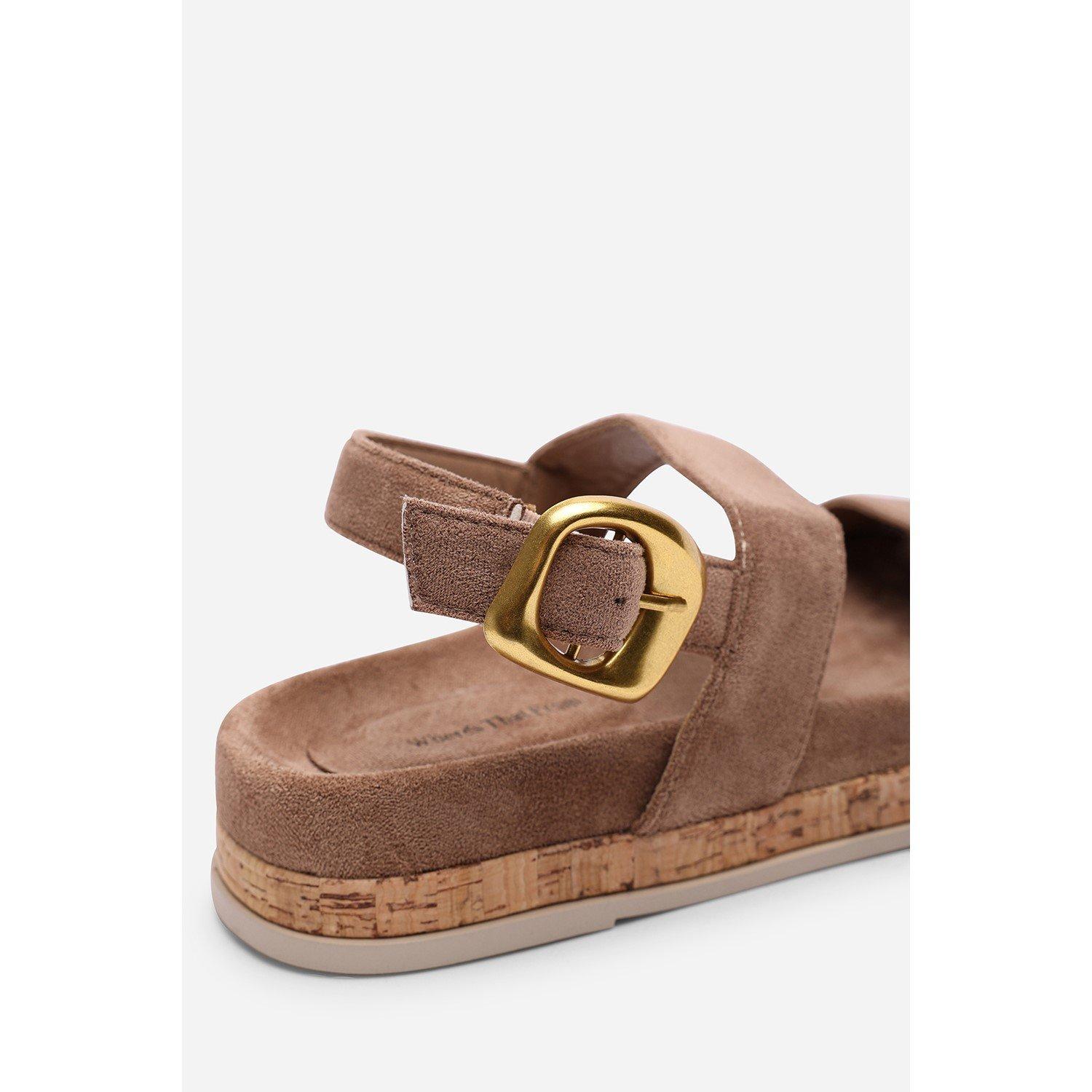 Camel - Wheres That From - Banyan Double Strap Flatform Camel Suede Sandal - 6