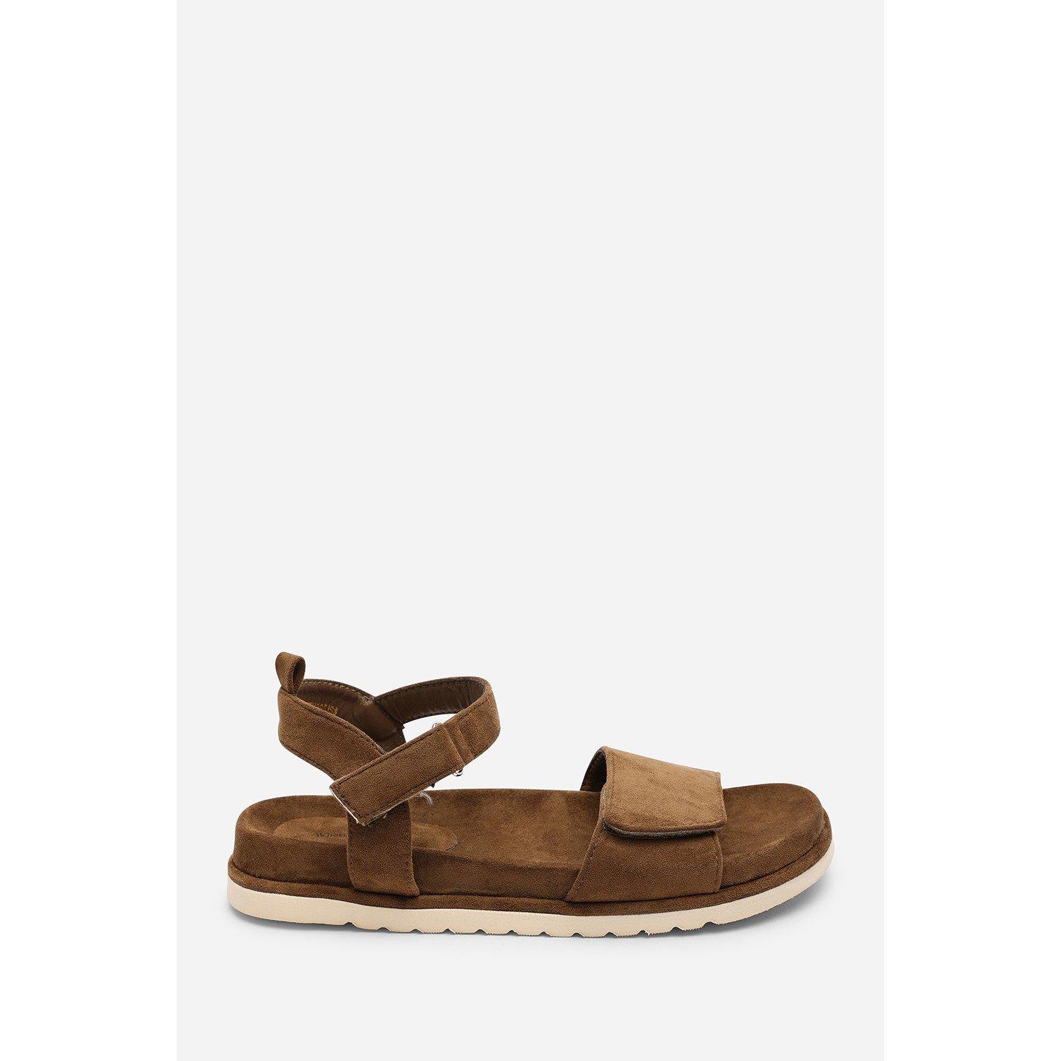 Khaki - Wheres That From - Corfu Multi Strap Khaki Suede Sandal - 2