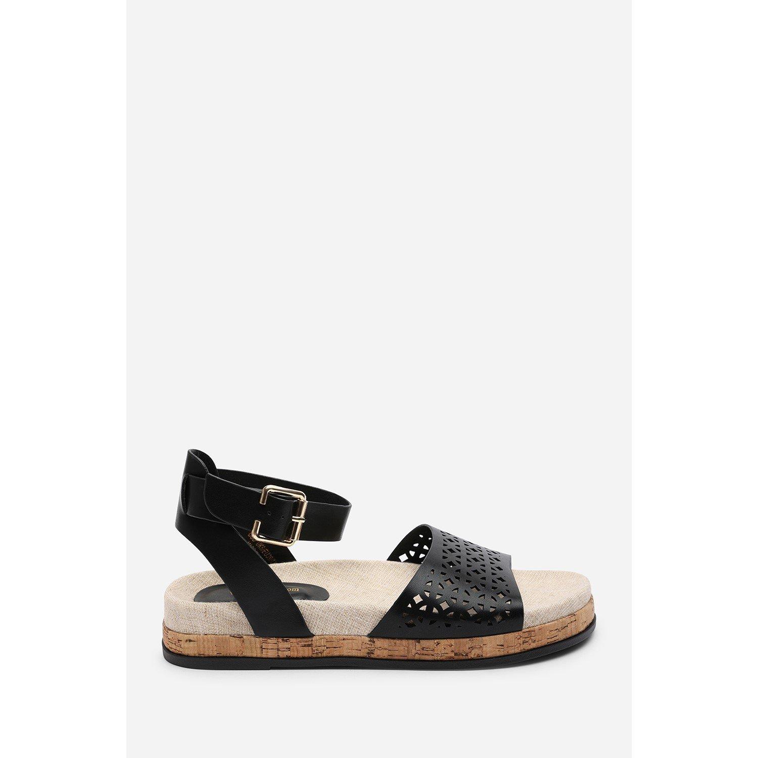 Black - Wheres That From - Bask Cutout Design Flatform Black Sandal - 2