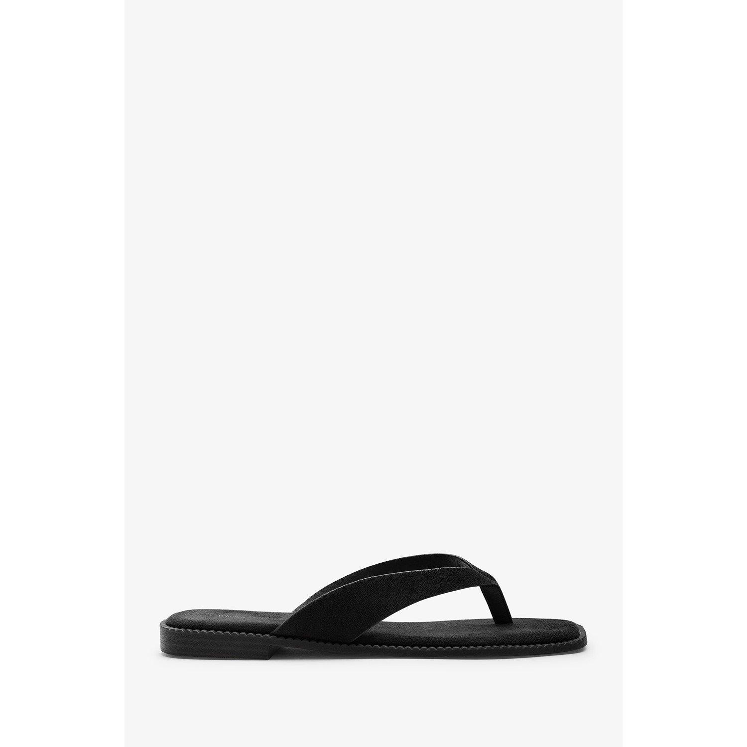Black - Wheres That From - Lirena Square Toe Black Suede Flip Flop Sandal - 3