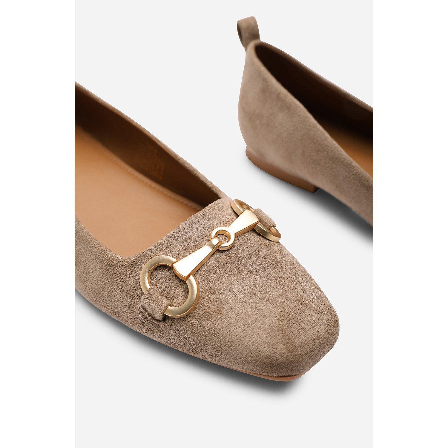 Camel - Wheres That From - Lauren Suede Ballet Flats With Front Buckle Detai - 9