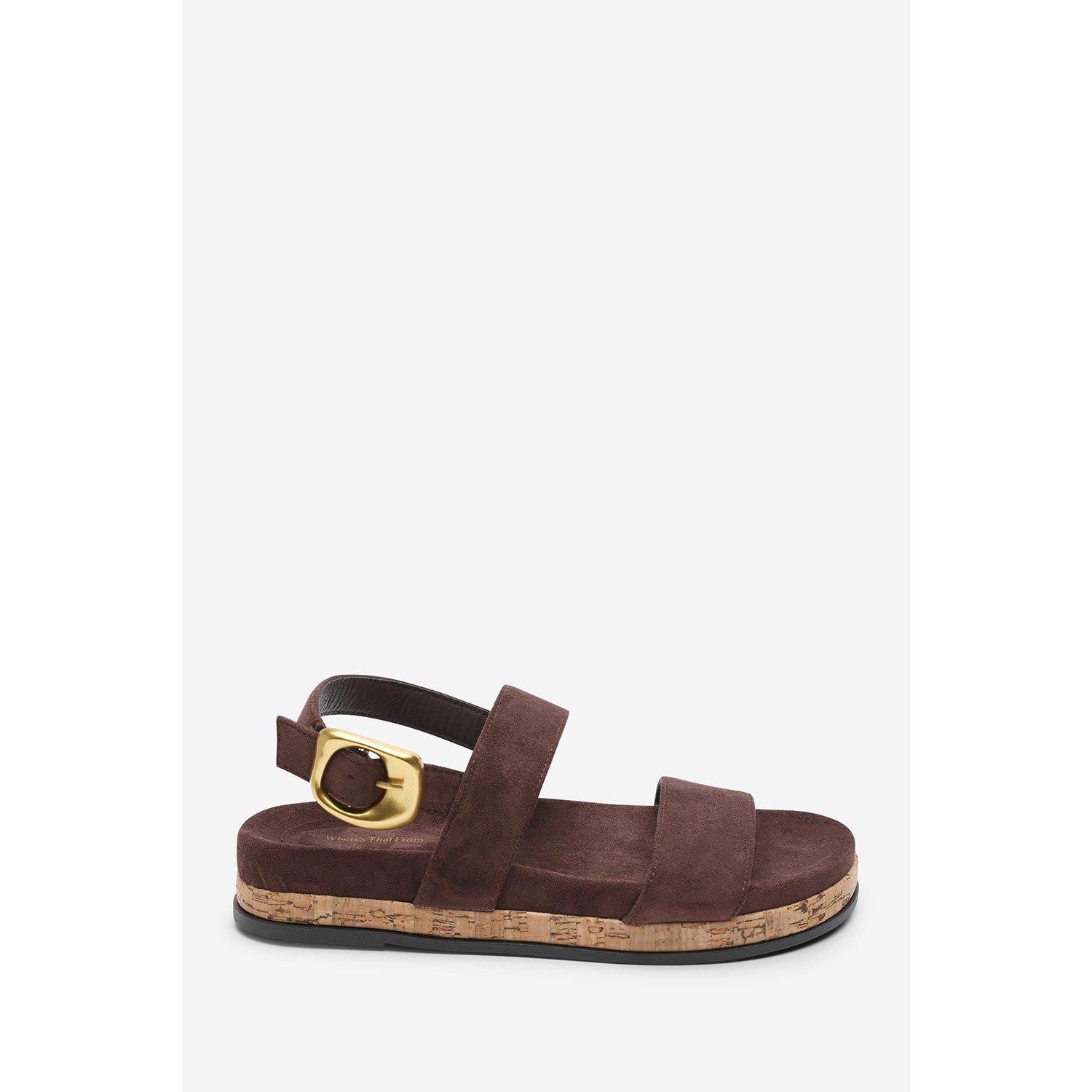 Dark Brown - Wheres That From - Canopy Cross Over Strap Dark Brown Suede Sandal - 2
