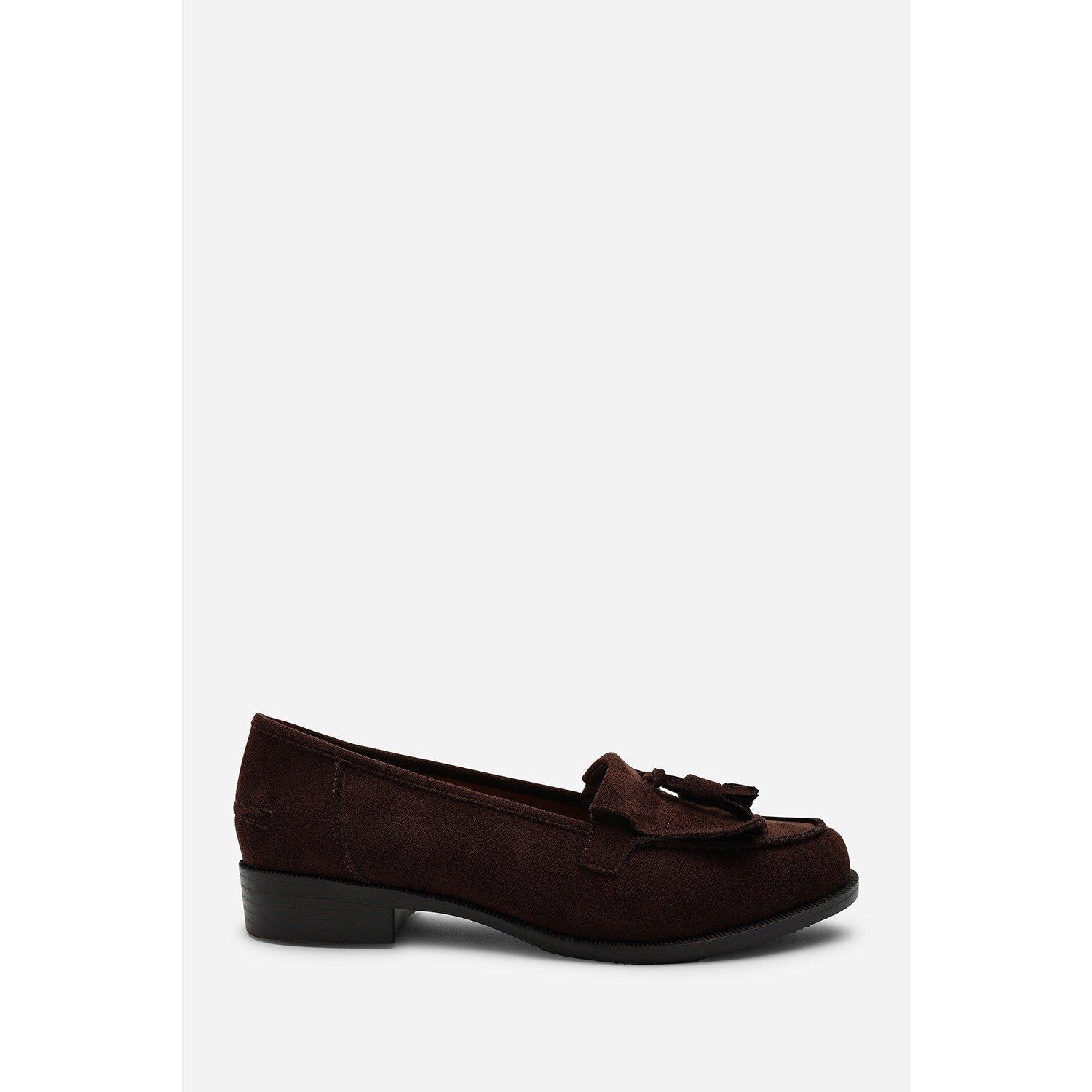 Dark Brown - Wheres That From - Avani Flatform Slip On Loafers Shoes With Tassel - 2