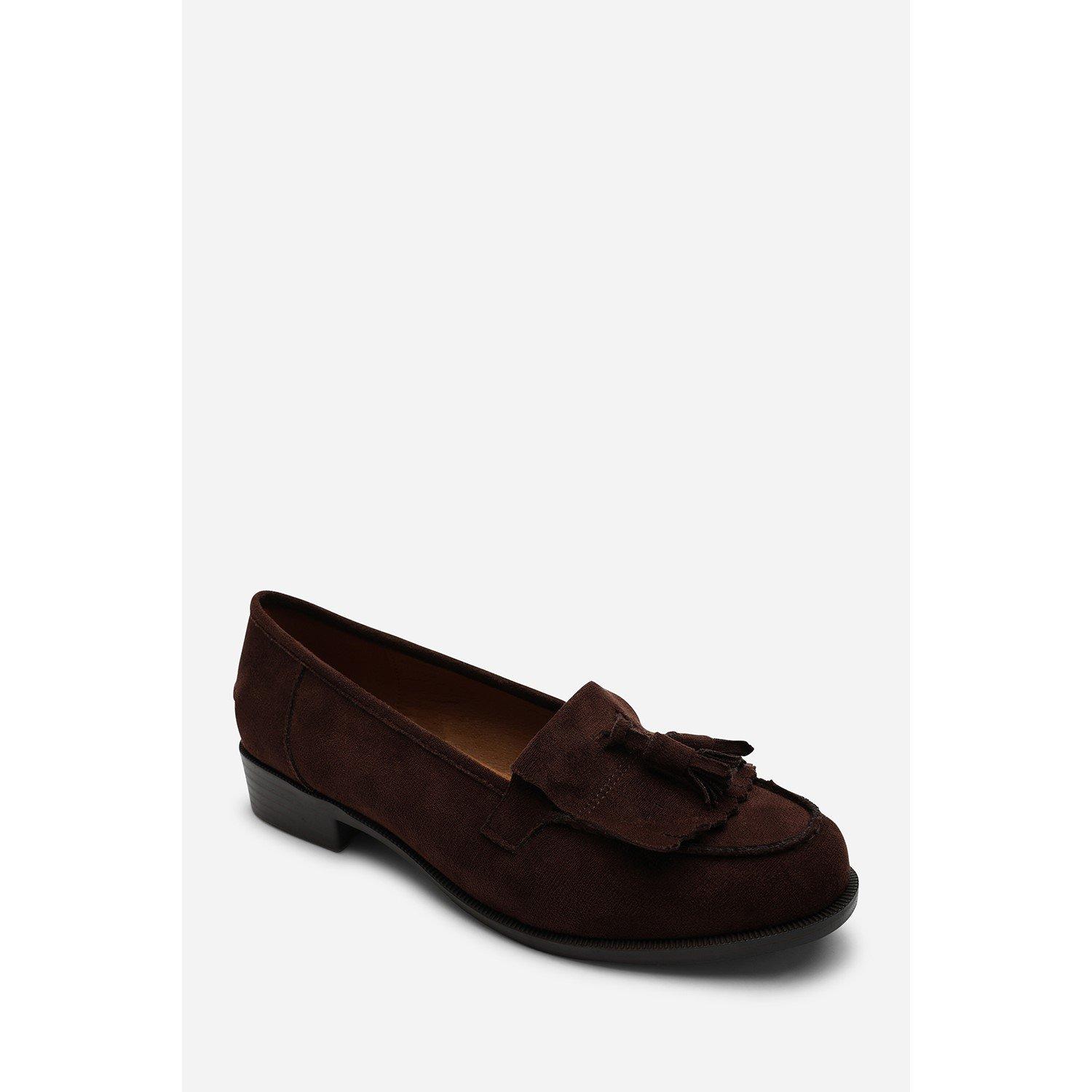 Dark Brown - Wheres That From - Avani Flatform Slip On Loafers Shoes With Tassel - 3