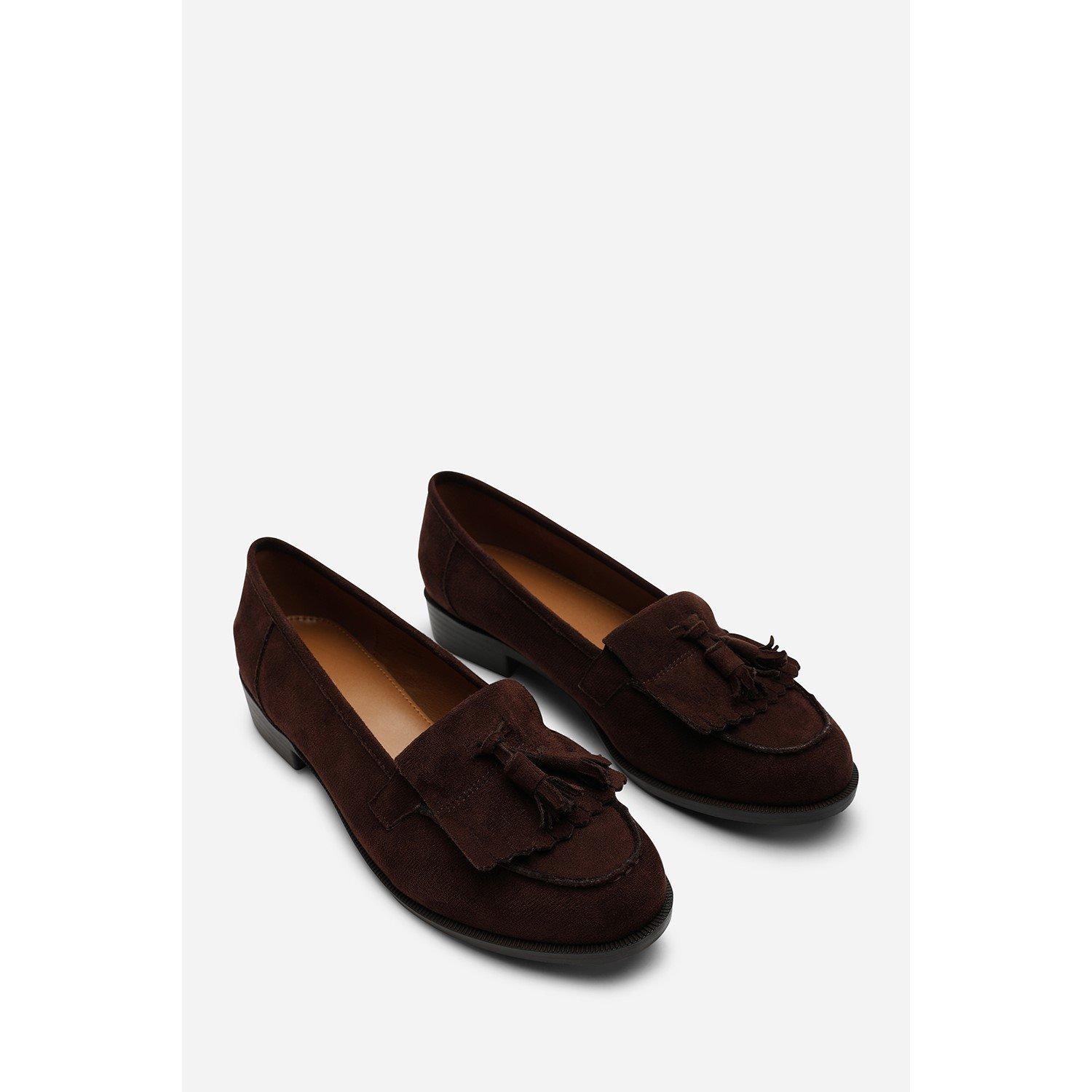 Dark Brown - Wheres That From - Avani Flatform Slip On Loafers Shoes With Tassel - 4