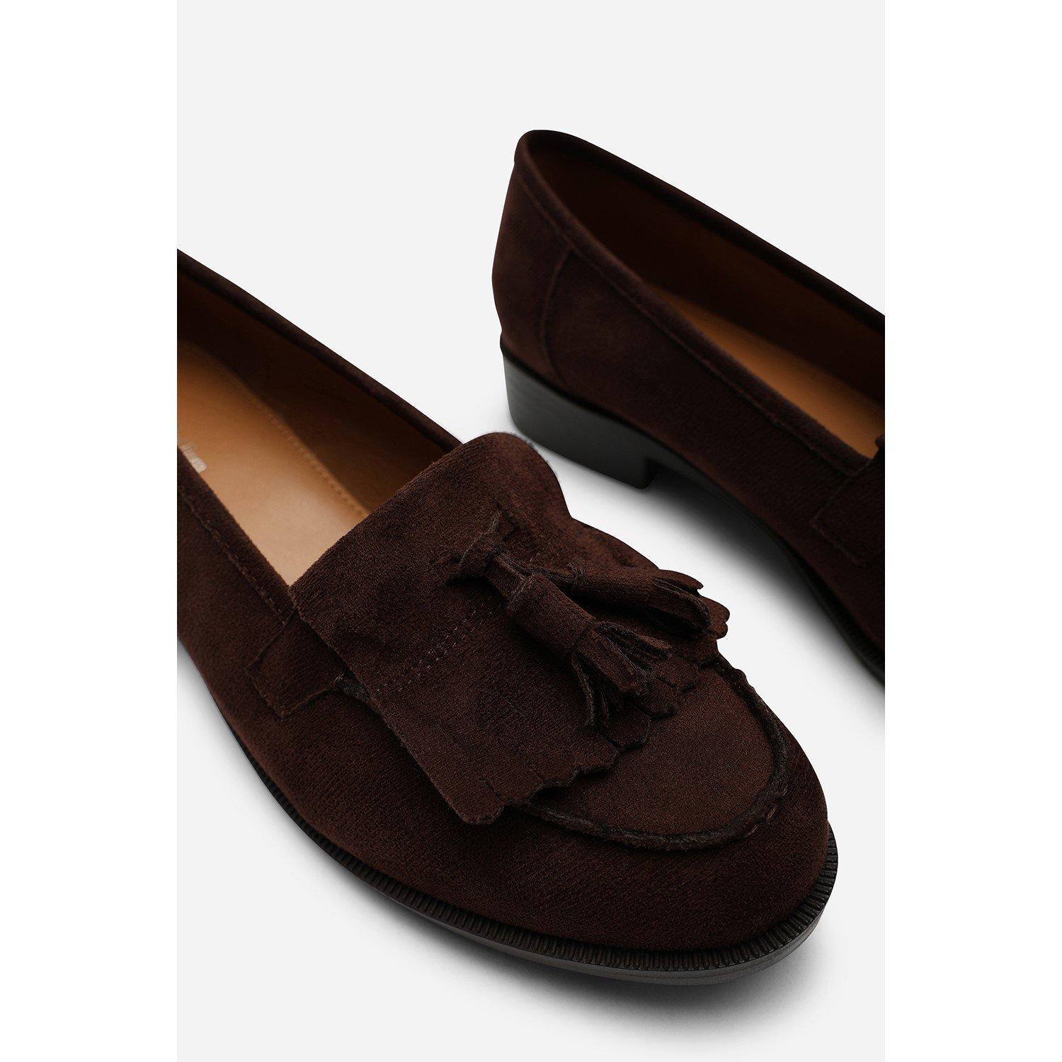Dark Brown - Wheres That From - Avani Flatform Slip On Loafers Shoes With Tassel - 5