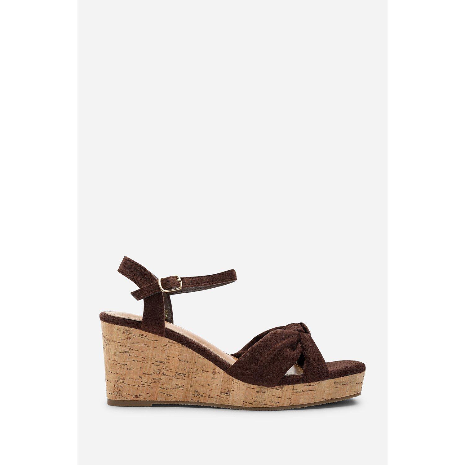 Dark Brown - Wheres That From - Mystique Platform Knot Detail Dark Brown Suede Wed - 2