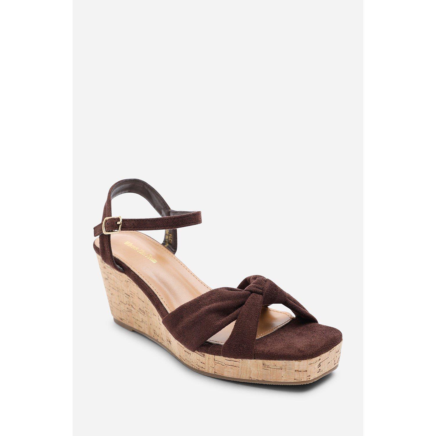 Dark Brown - Wheres That From - Mystique Platform Knot Detail Dark Brown Suede Wed - 3