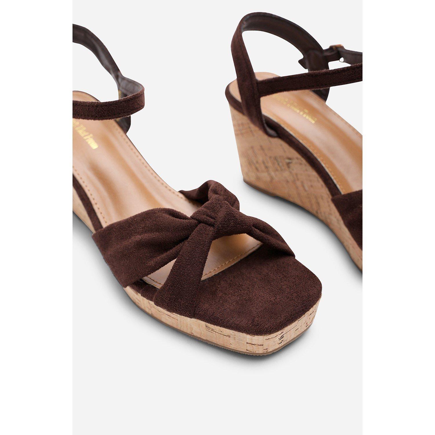 Dark Brown - Wheres That From - Mystique Platform Knot Detail Dark Brown Suede Wed - 5