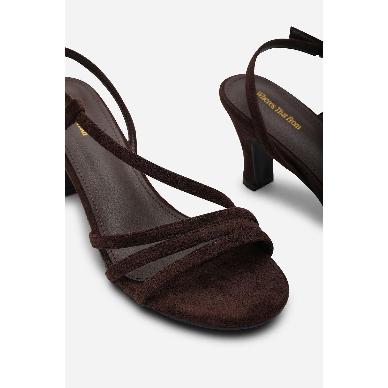 Dark Brown - Wheres That From - Mykonos Multi Strap Slingback Dark Brown Suede Low - 5