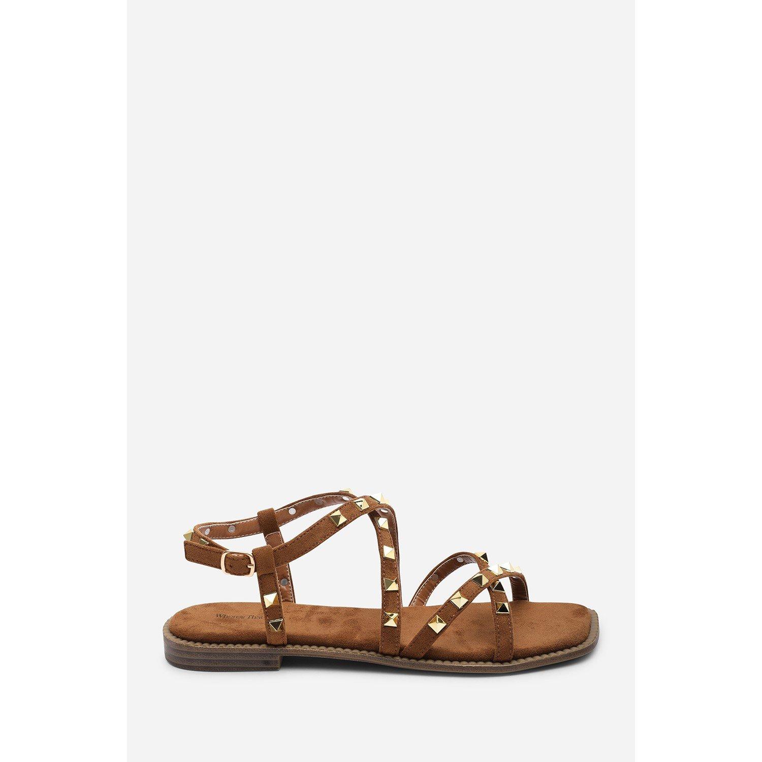 Cognac - Wheres That From - Montana Gladiator Sandal With Studd Detail In Cogn - 2