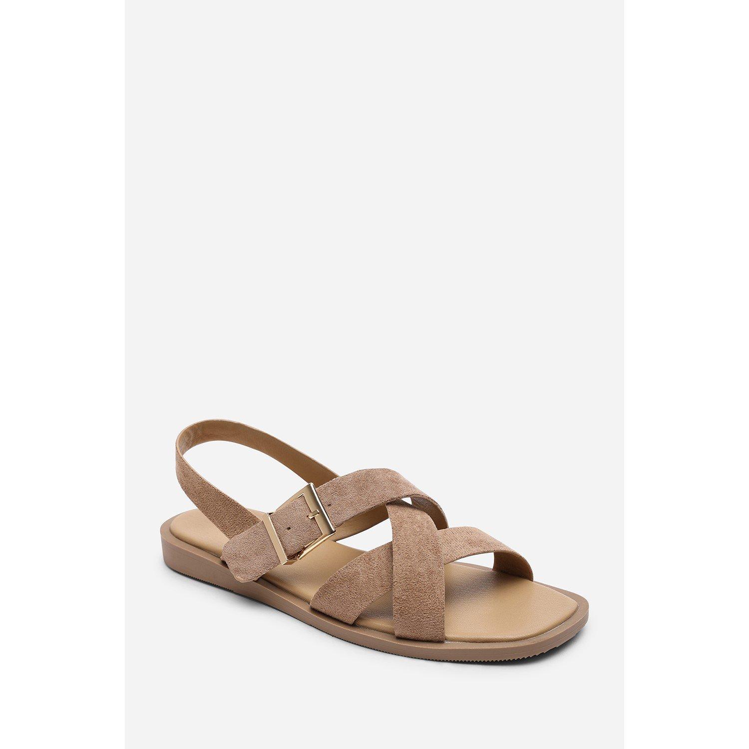 Camel - Wheres That From - Capri Cross Over Open Toe Camel Suede Sandal - 3