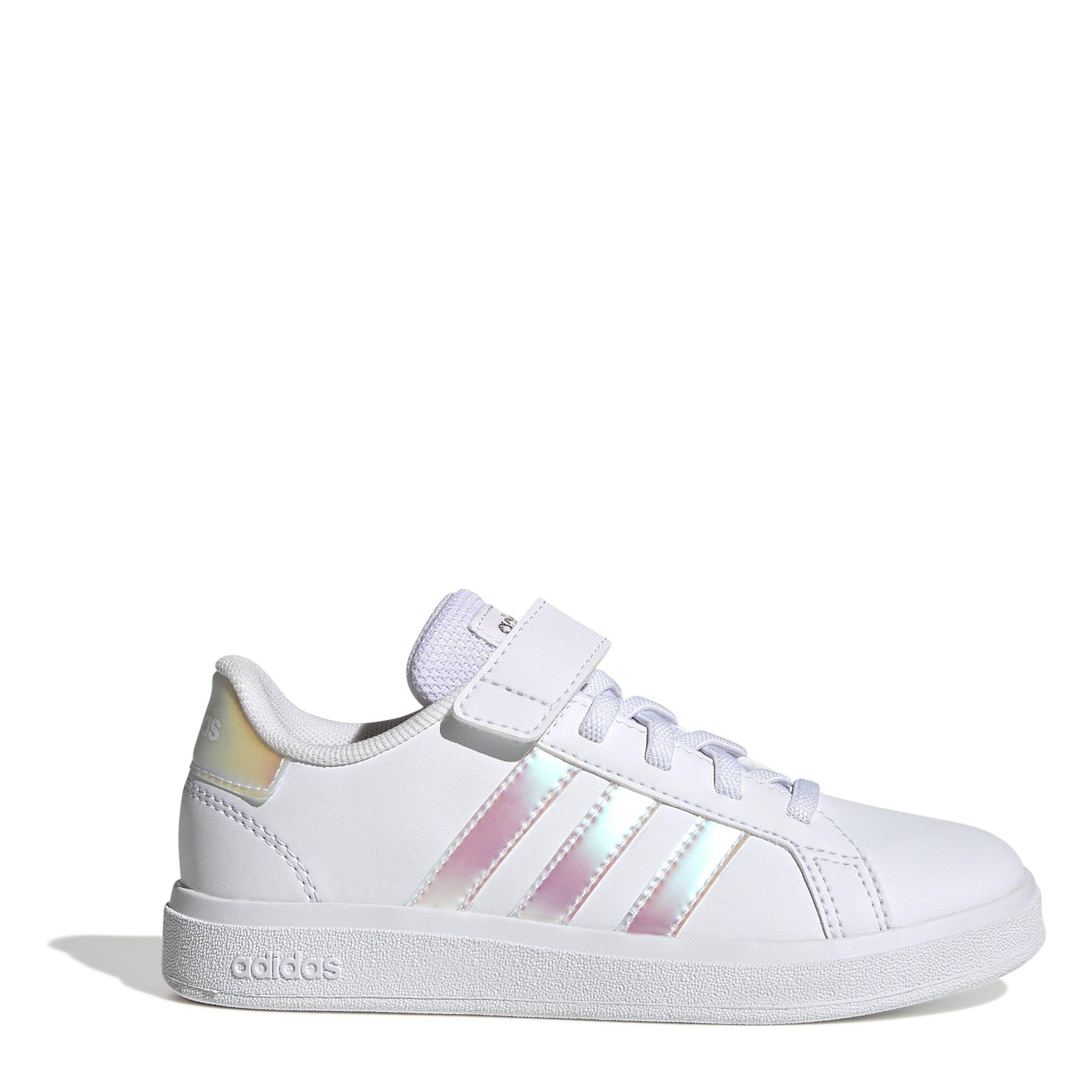 Adidas Girls Grand Court Trainers Child - White/Irides - C12.5 (31)