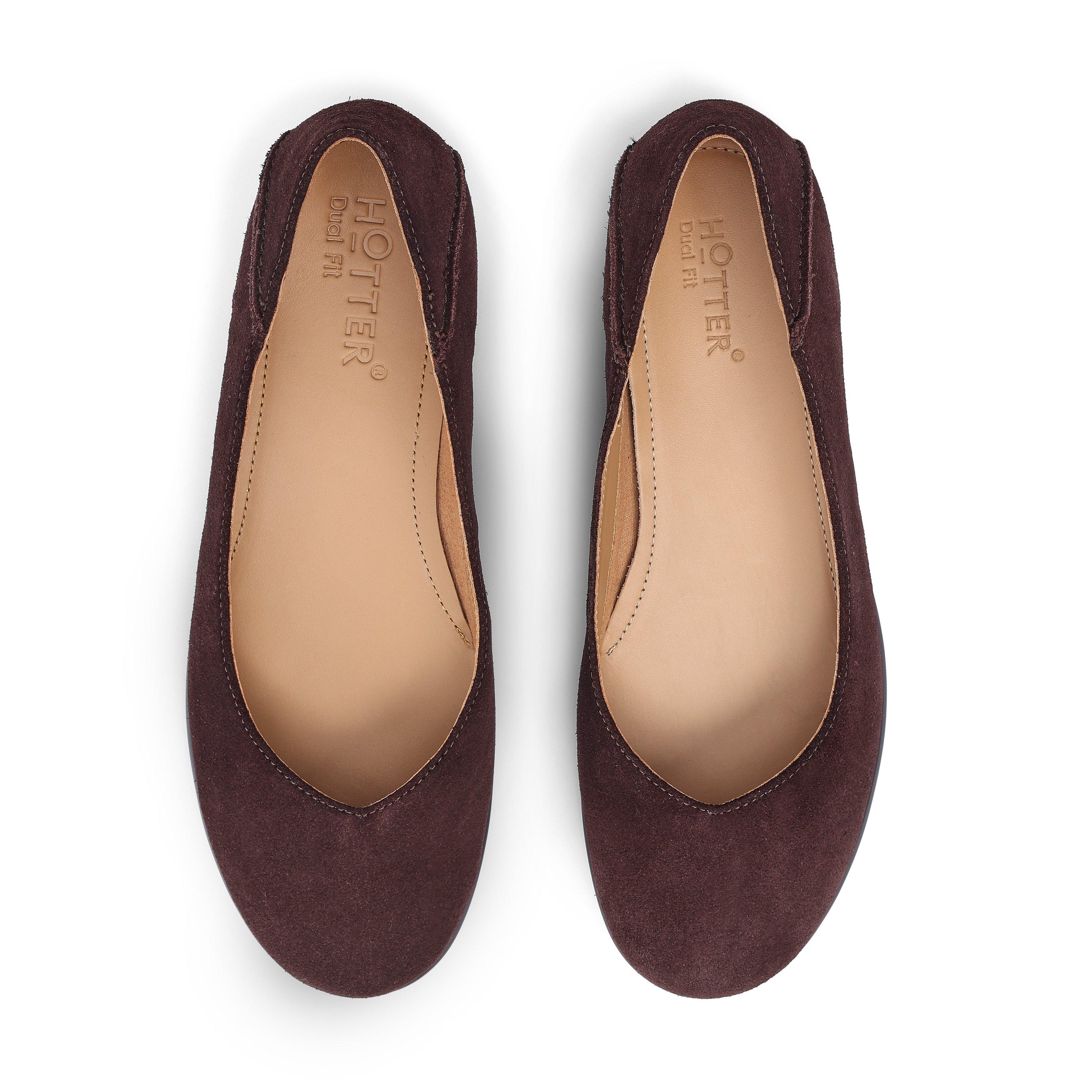 Chocolate - Hotter - Birdie Wide Ballerina Pumps - 3