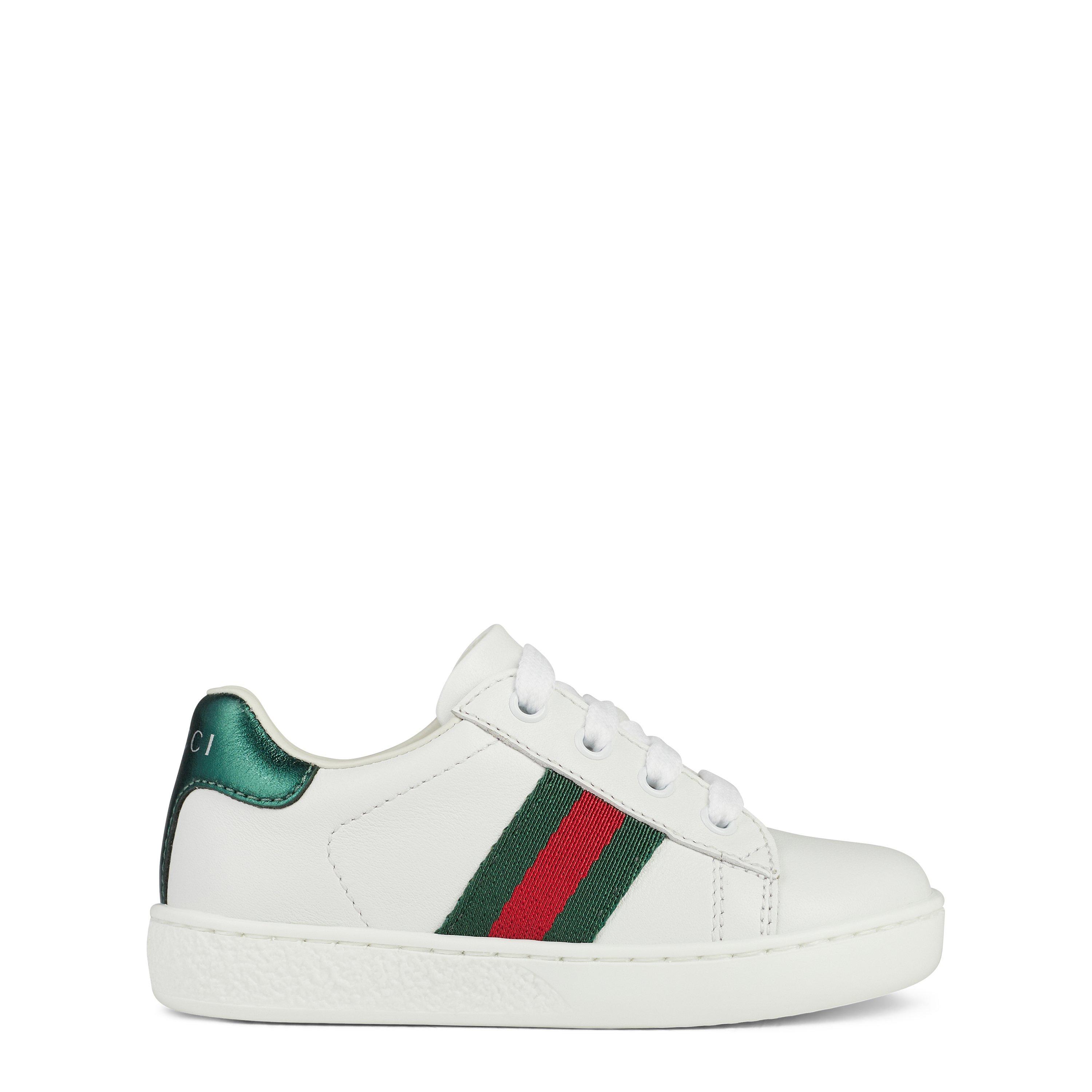 White 9075 - Gucci - Infants' Web Leather New Ace Lace Up Trainers - 1