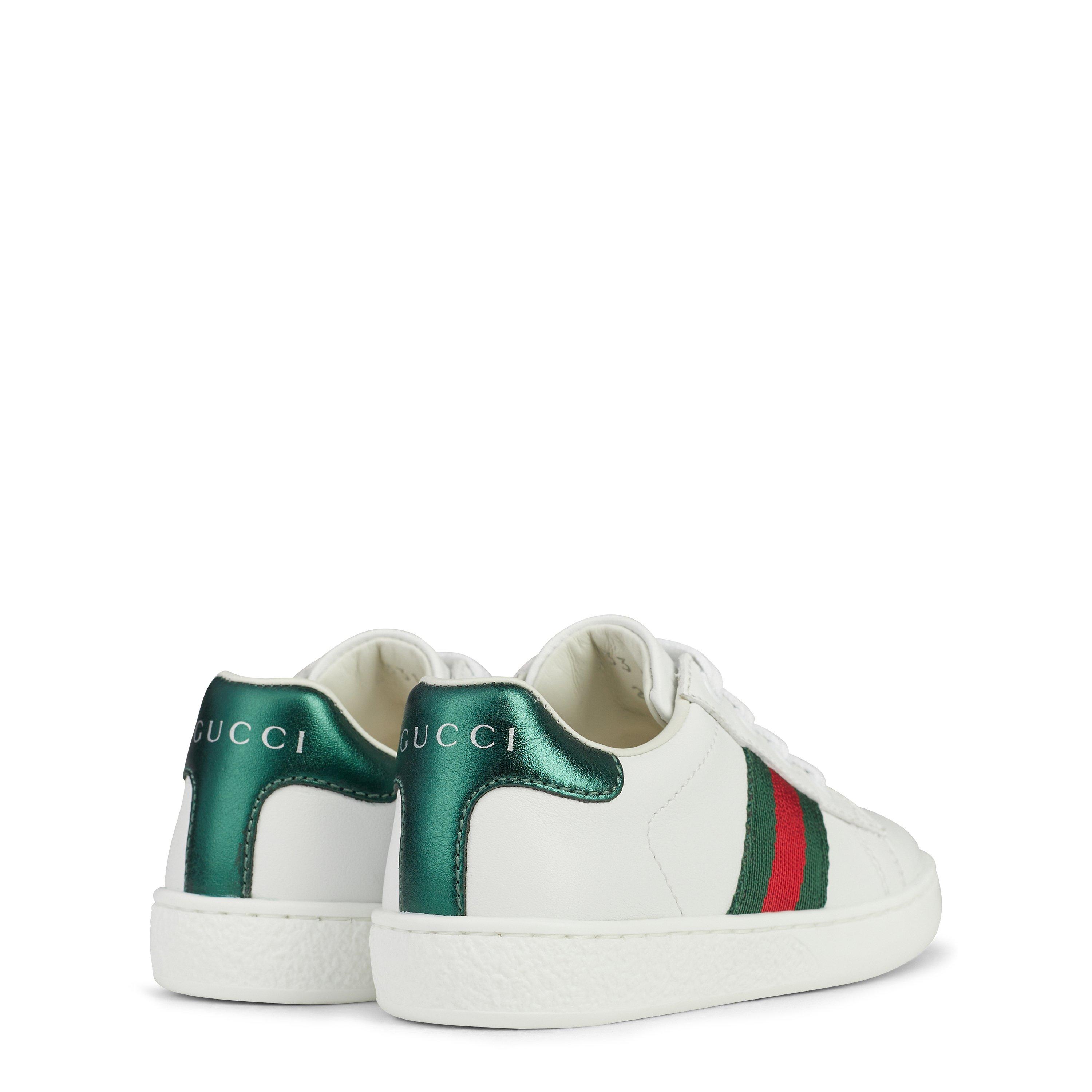 White 9075 - Gucci - Infants' Web Leather New Ace Lace Up Trainers - 4