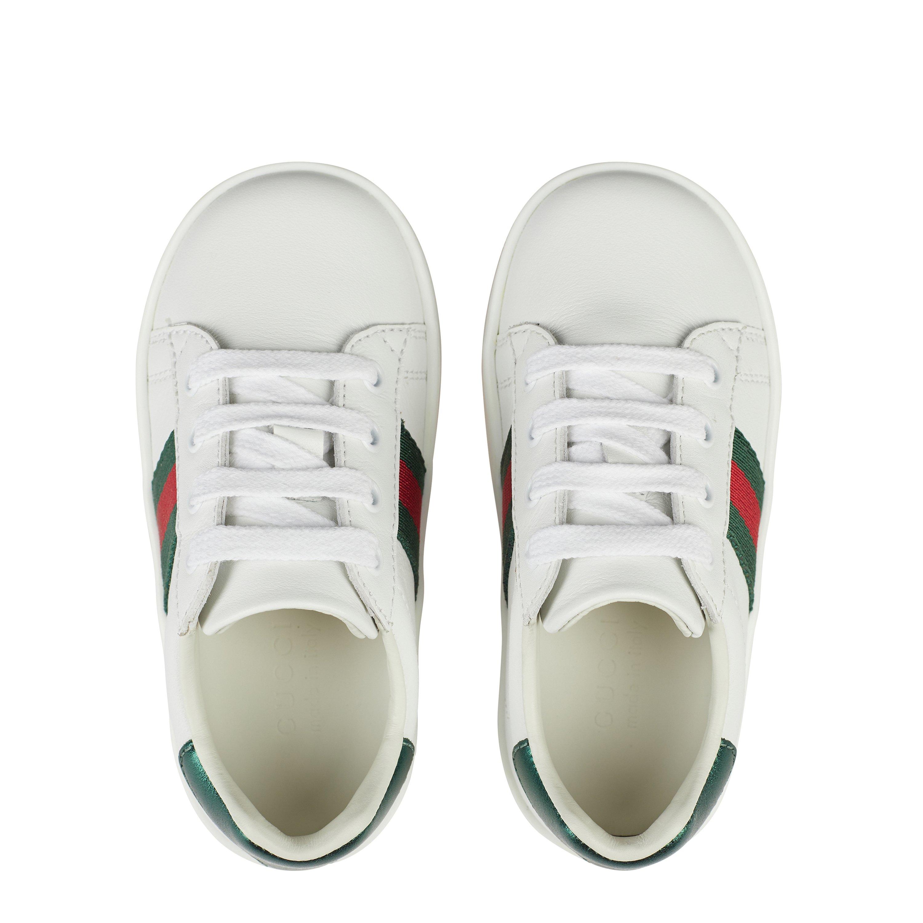 White 9075 - Gucci - Infants' Web Leather New Ace Lace Up Trainers - 5