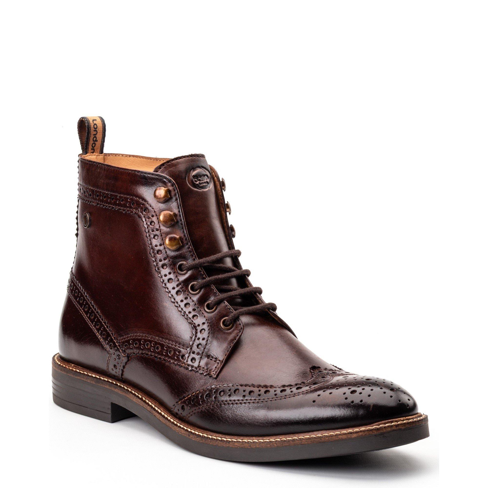Brown - Base London - Bristol Brogue Boot - 2