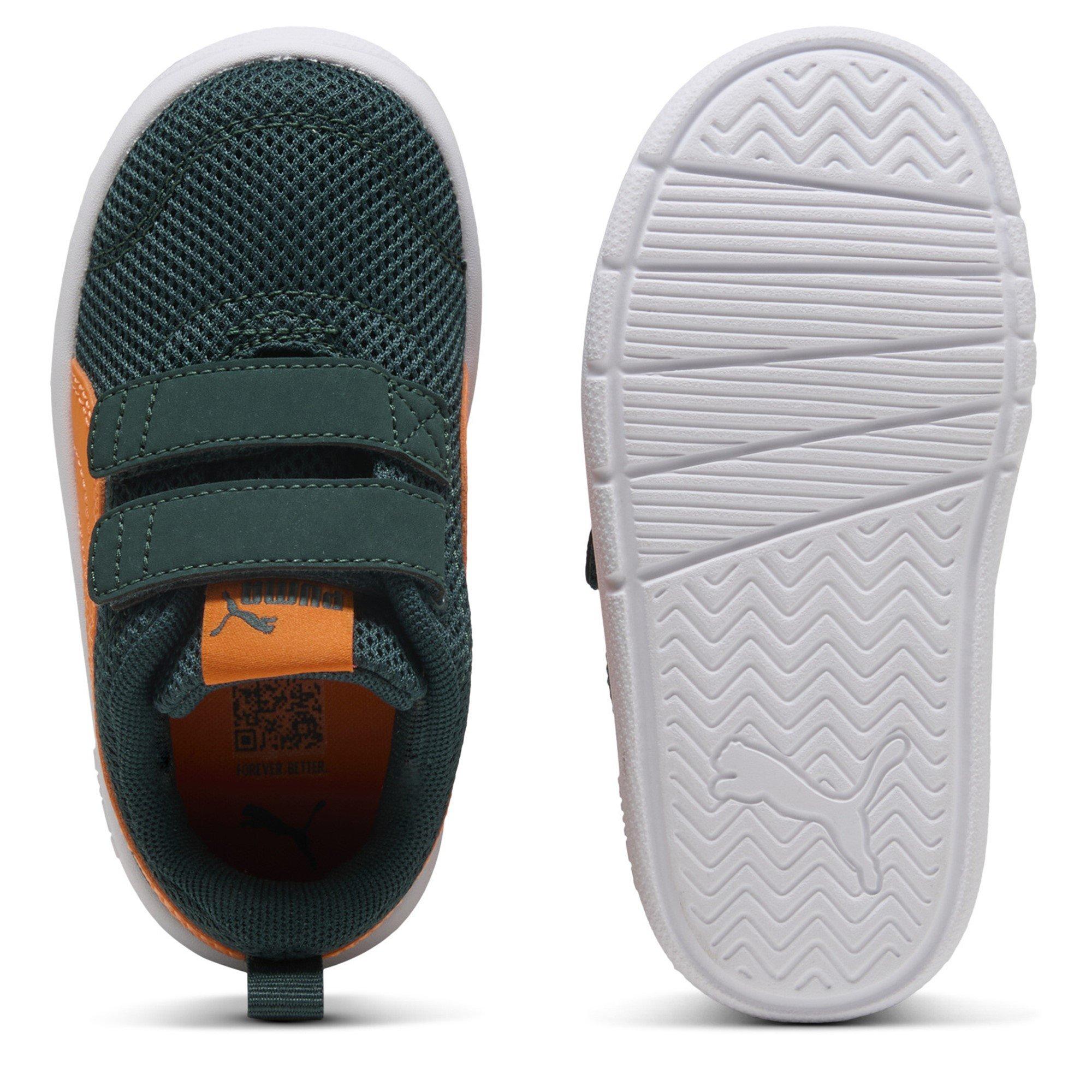 Green/Orange - Puma - Courtflex V3 Mesh Infants Shoes - 3