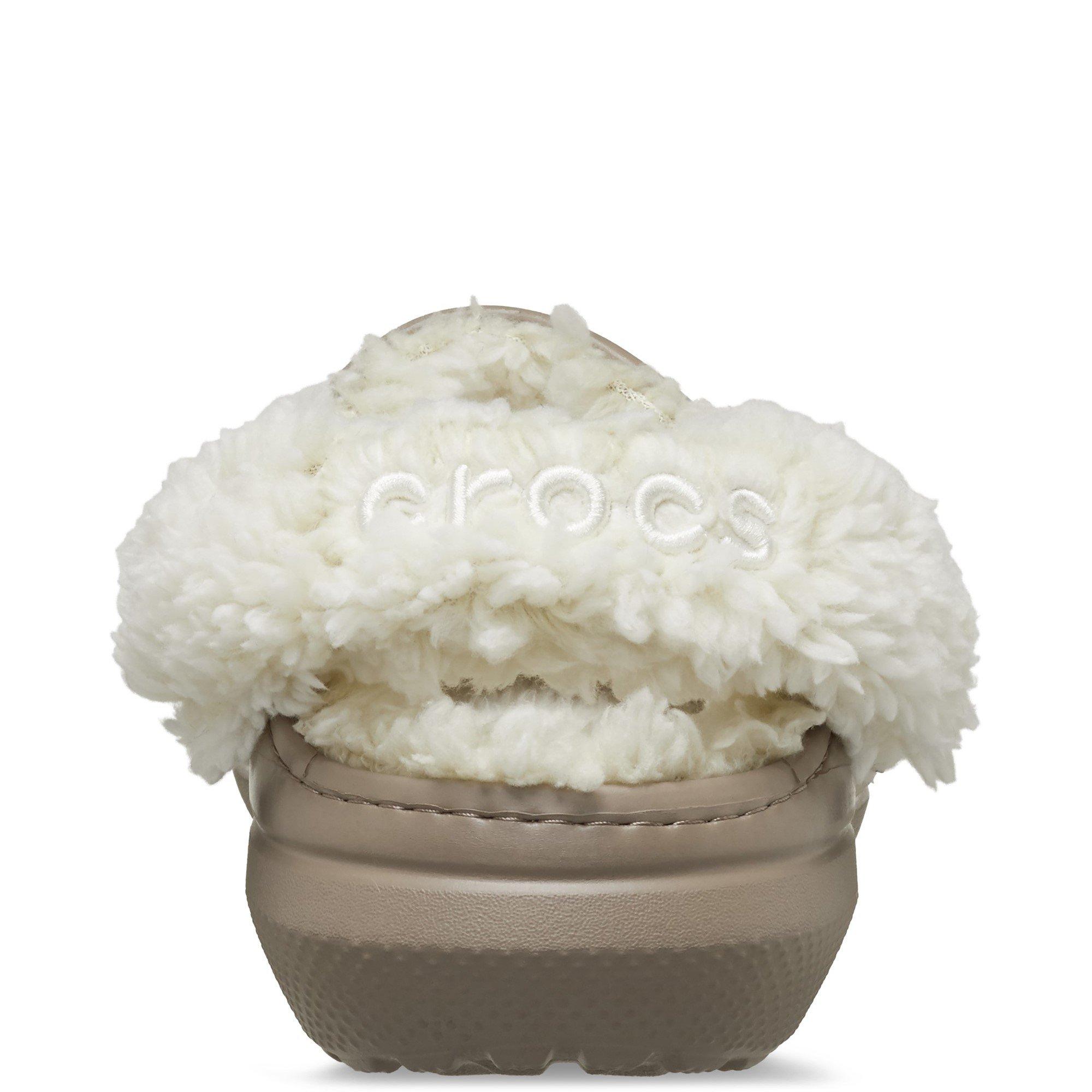 Beige - Crocs - Unisex Classic Sherpa Fleece Mule Slippers - 2