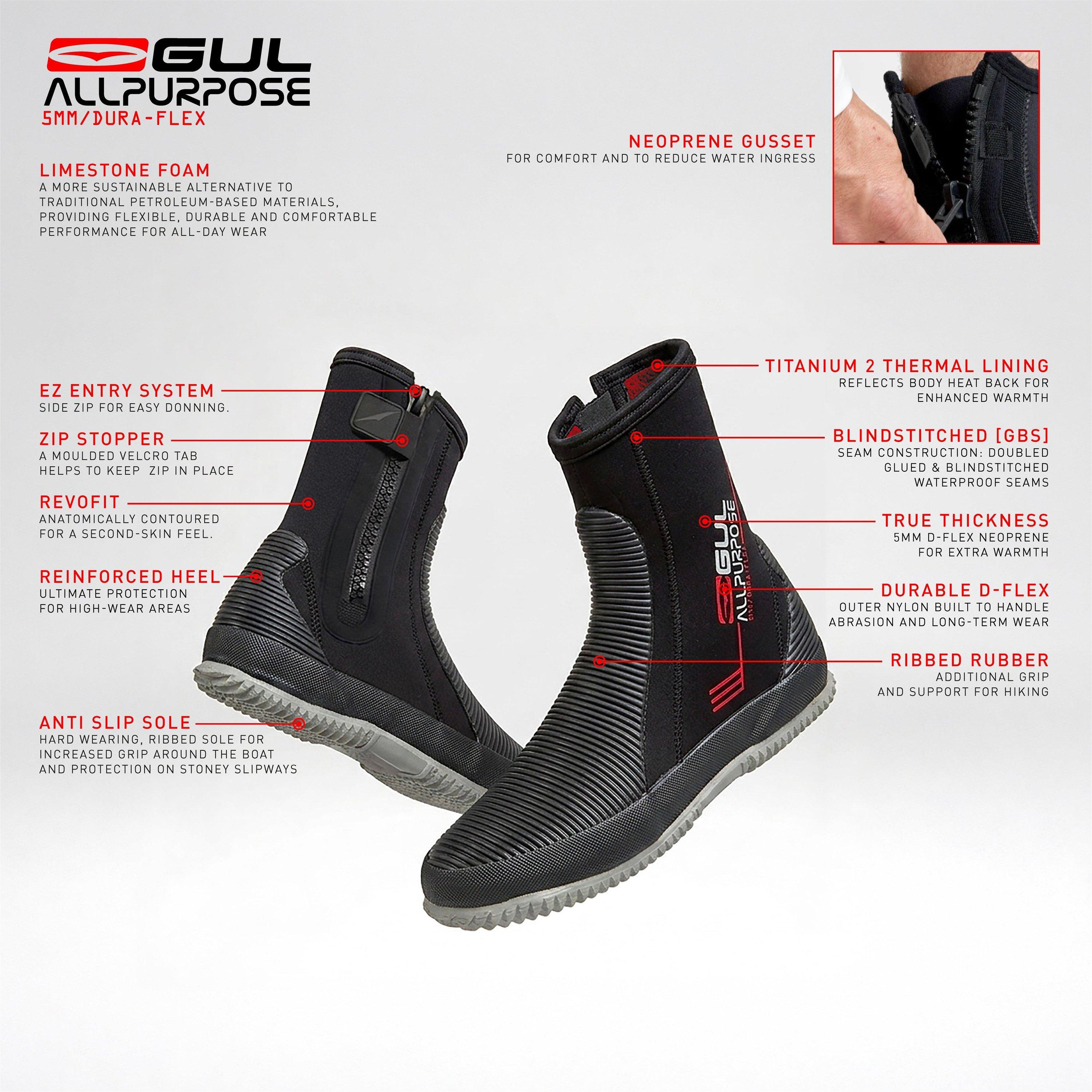 Black - Gul - JUNIOR 5MM ALL PURPOSE WETSUIT BOOT - 3