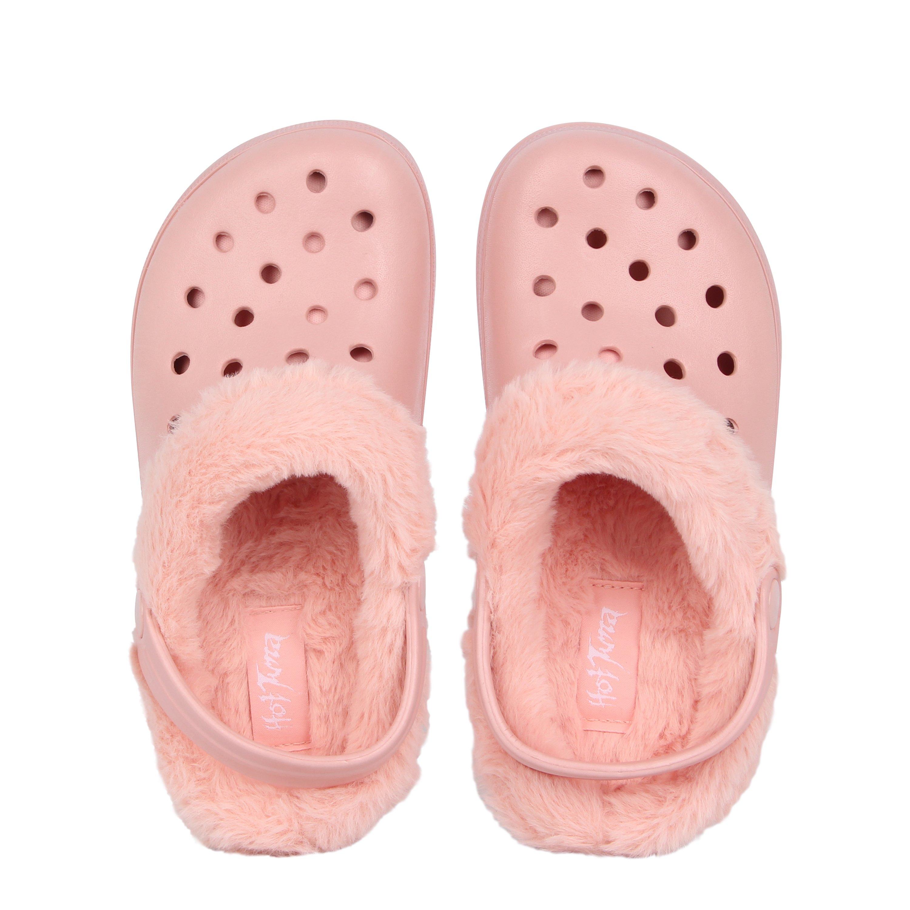Pink - Hot Tuna - Kids' Fur Slider Slippers - 5