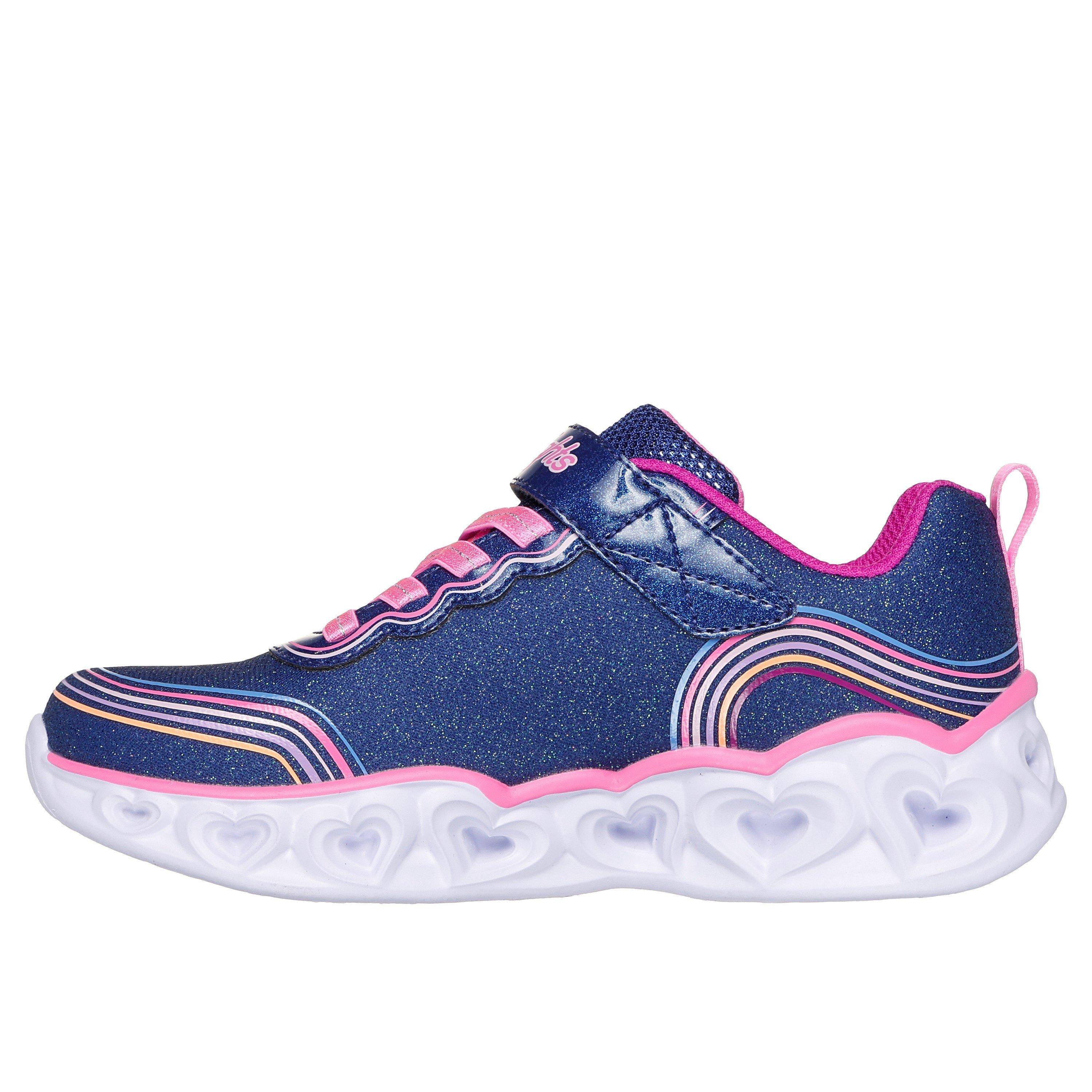 Navy/Pink - Skechers - Heart Lights - Retro Hearts Light Up Trainers Girls - 2