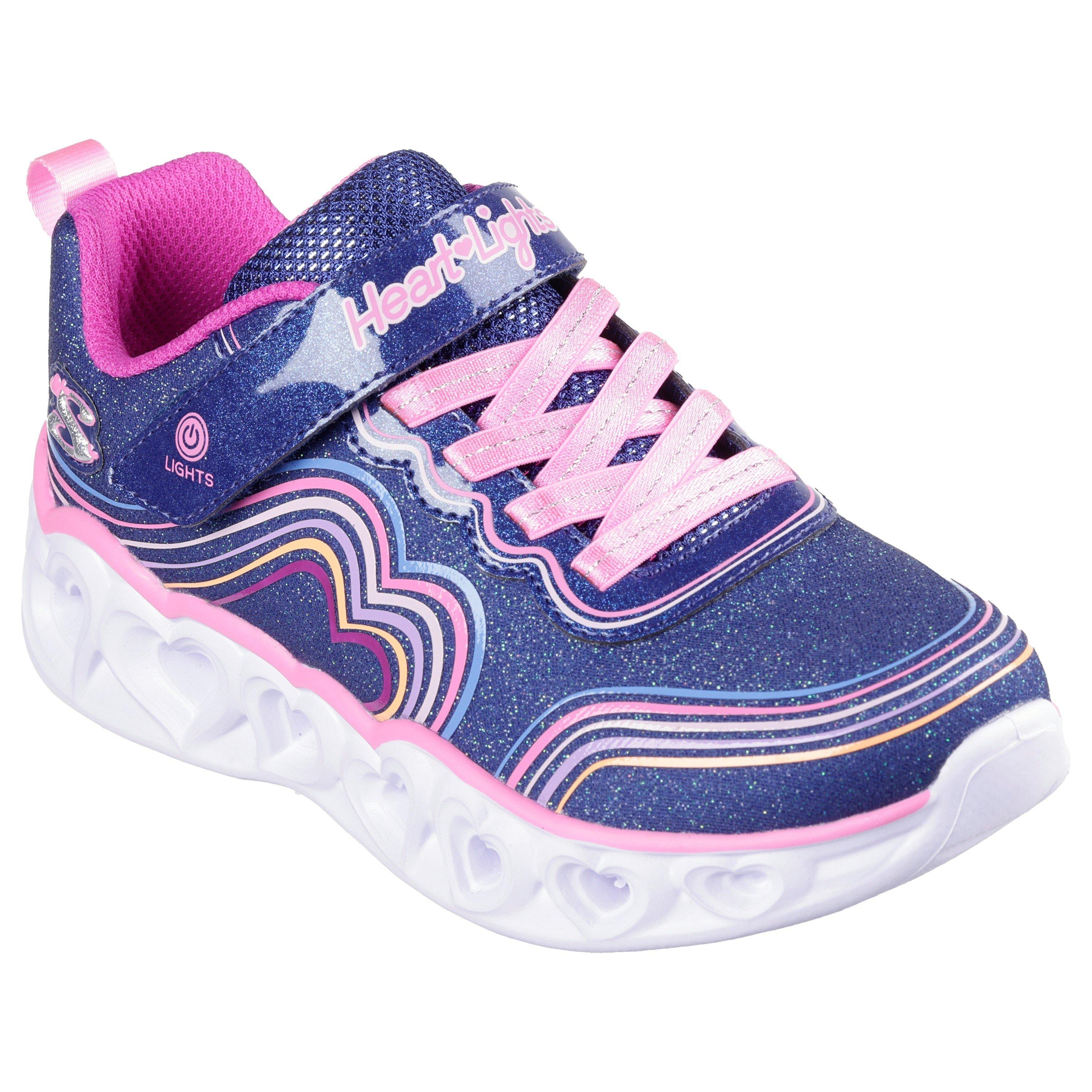 Navy/Pink - Skechers - Heart Lights - Retro Hearts Light Up Trainers Girls - 3