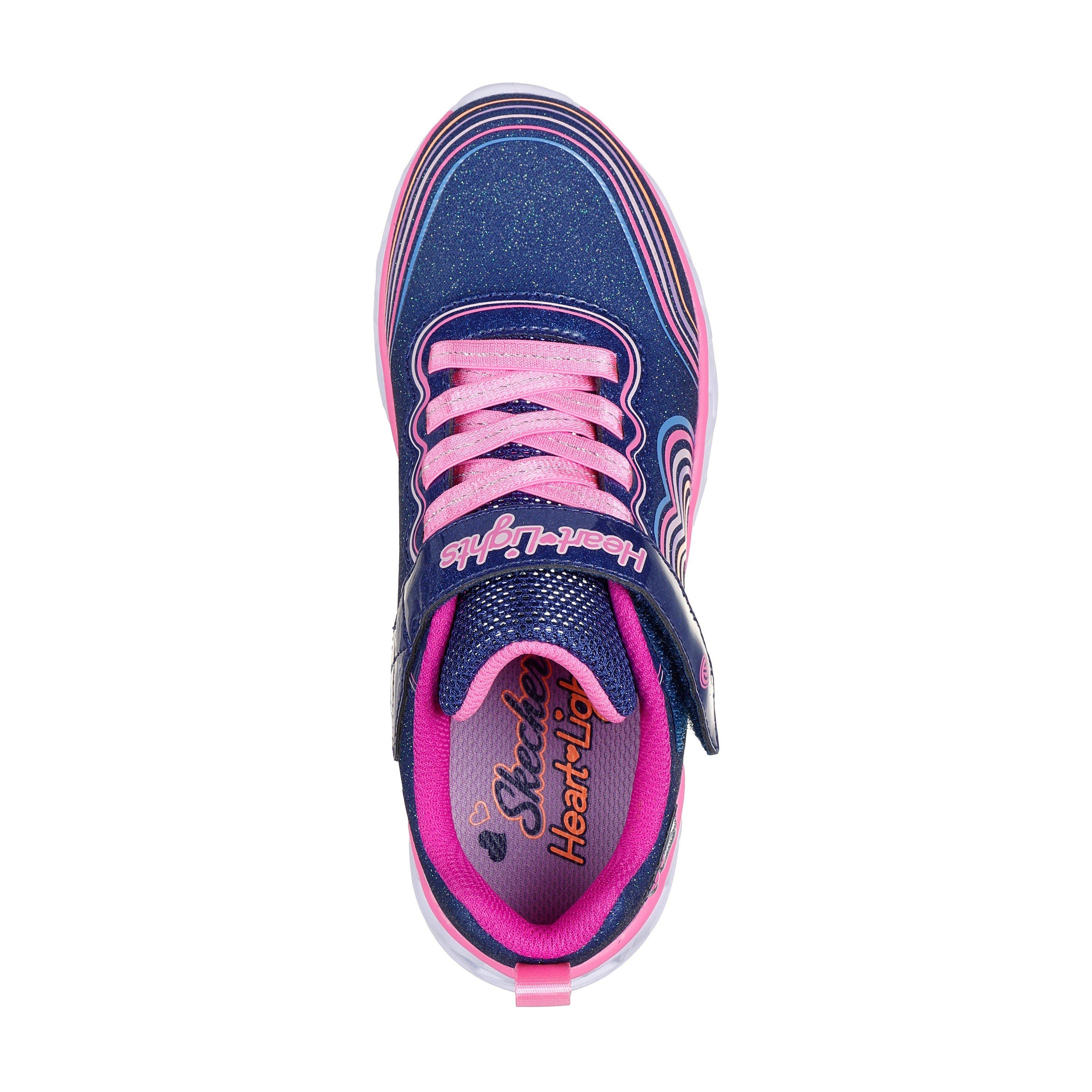 Navy/Pink - Skechers - Heart Lights - Retro Hearts Light Up Trainers Girls - 5
