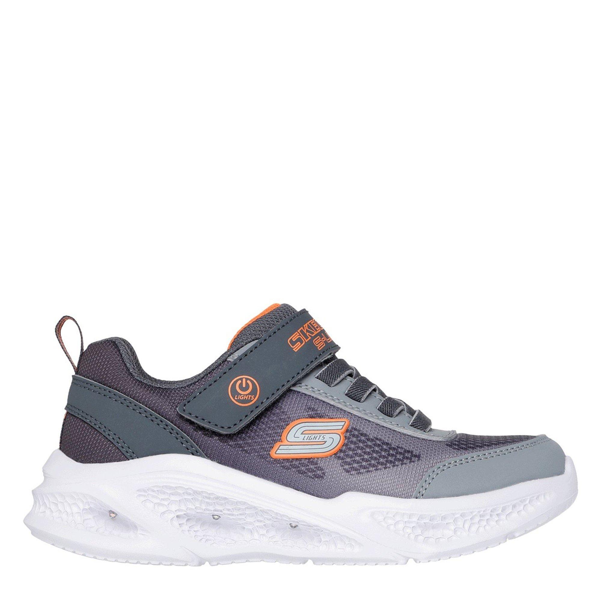Skechers Boys Lighted Gore & Strap Sneaker W Mult Light Up Trainers - Grey/Orange - C11 (28.5)