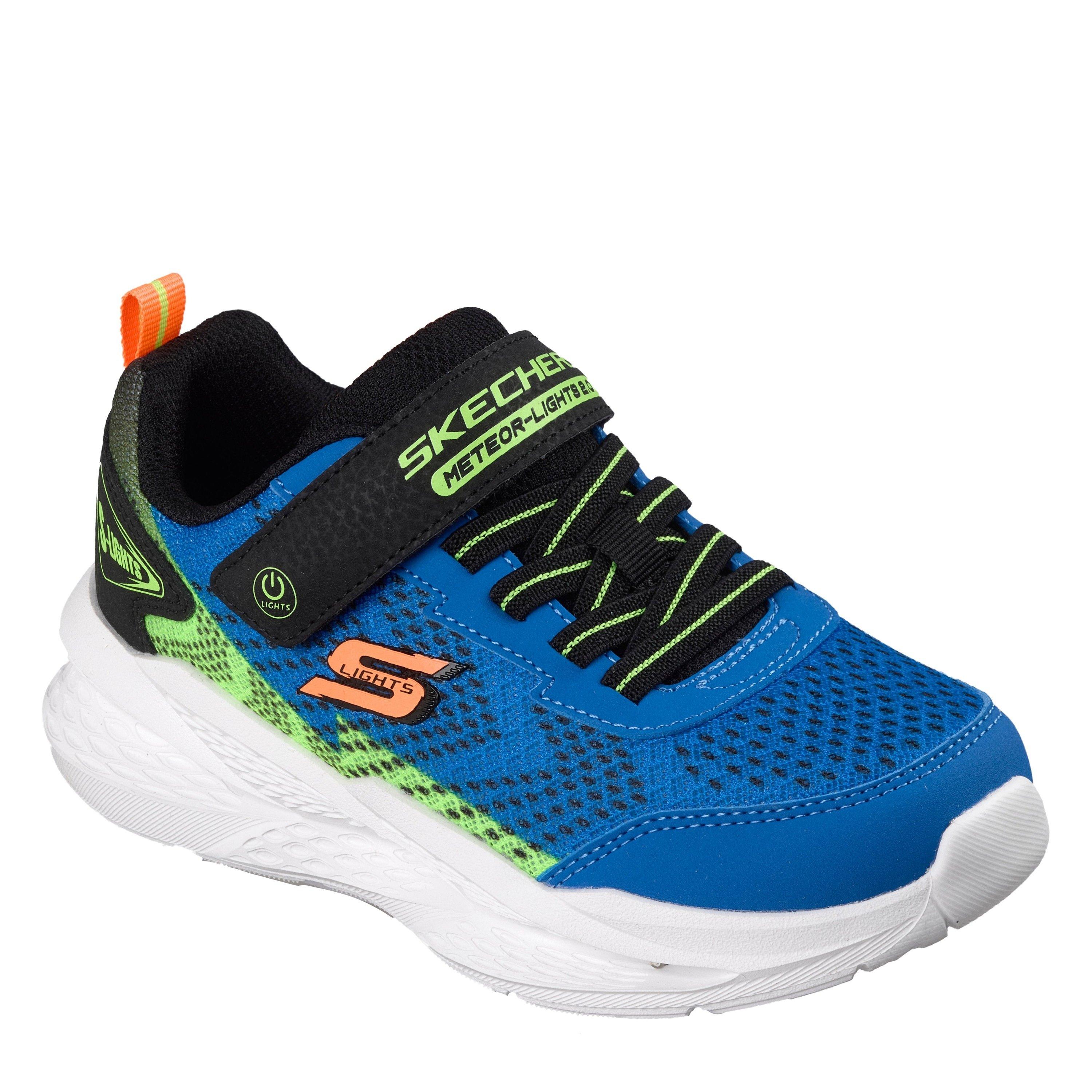 Blue/Black - Skechers - Lighted Gore & Strap Sneaker W Mult Light Up Trainers Boys - 3