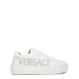 Versace Leather Logo Trainers Juniors