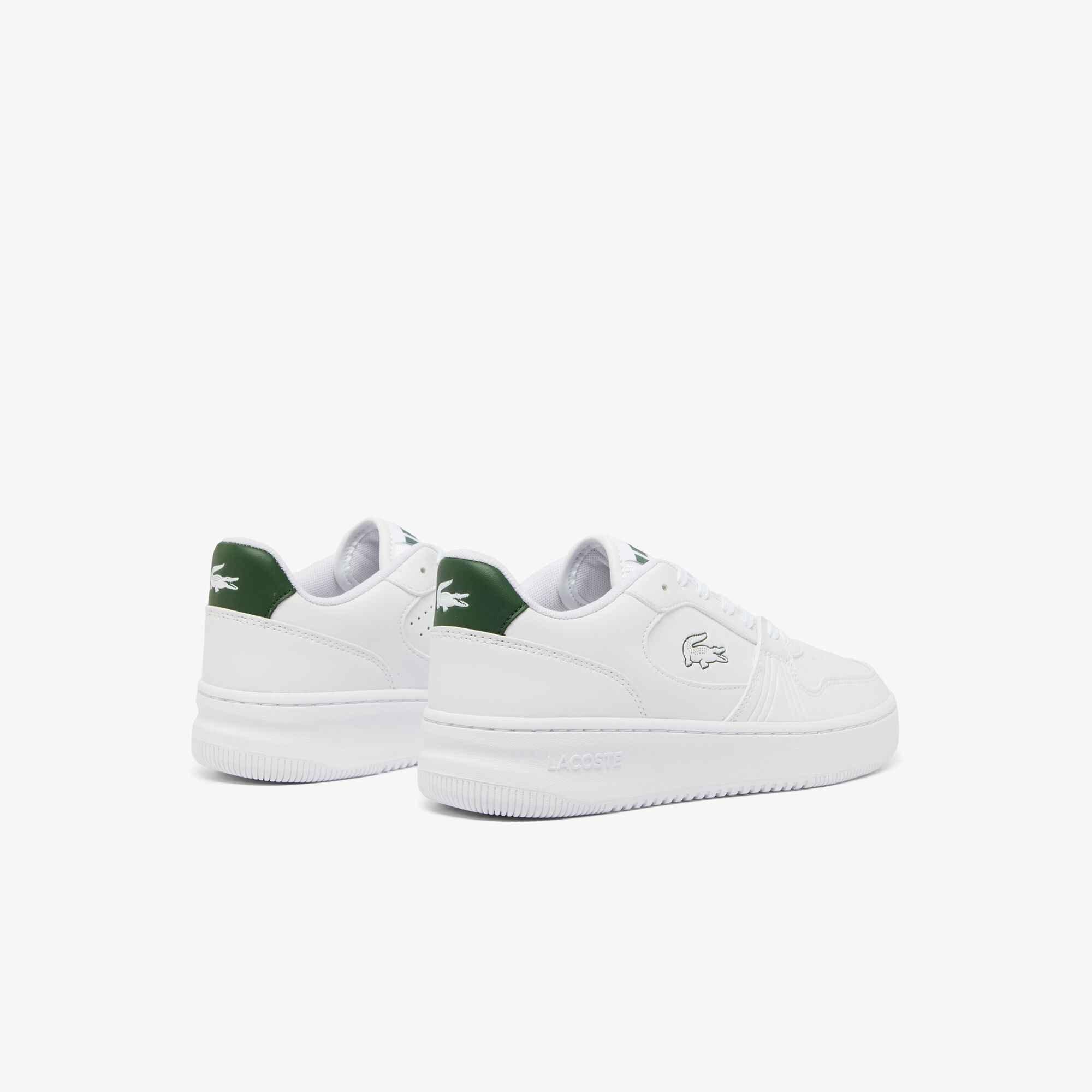 Wht/Green - Lacoste - T-Clip Set Leather Trainers Juniors - 8