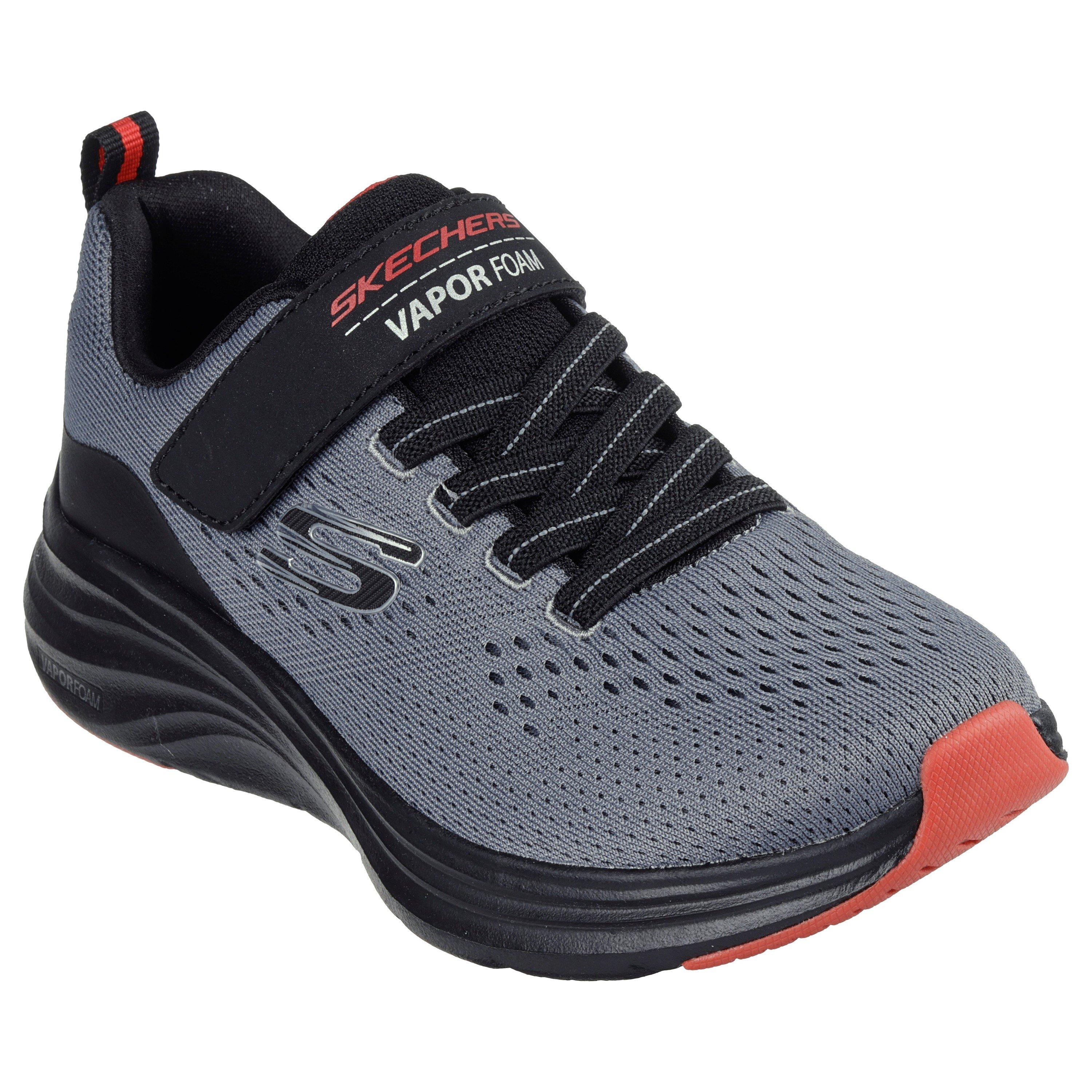 Grey/Black - Skechers - Lightweight Gore & Strap Sneaker W Runners Boys - 3