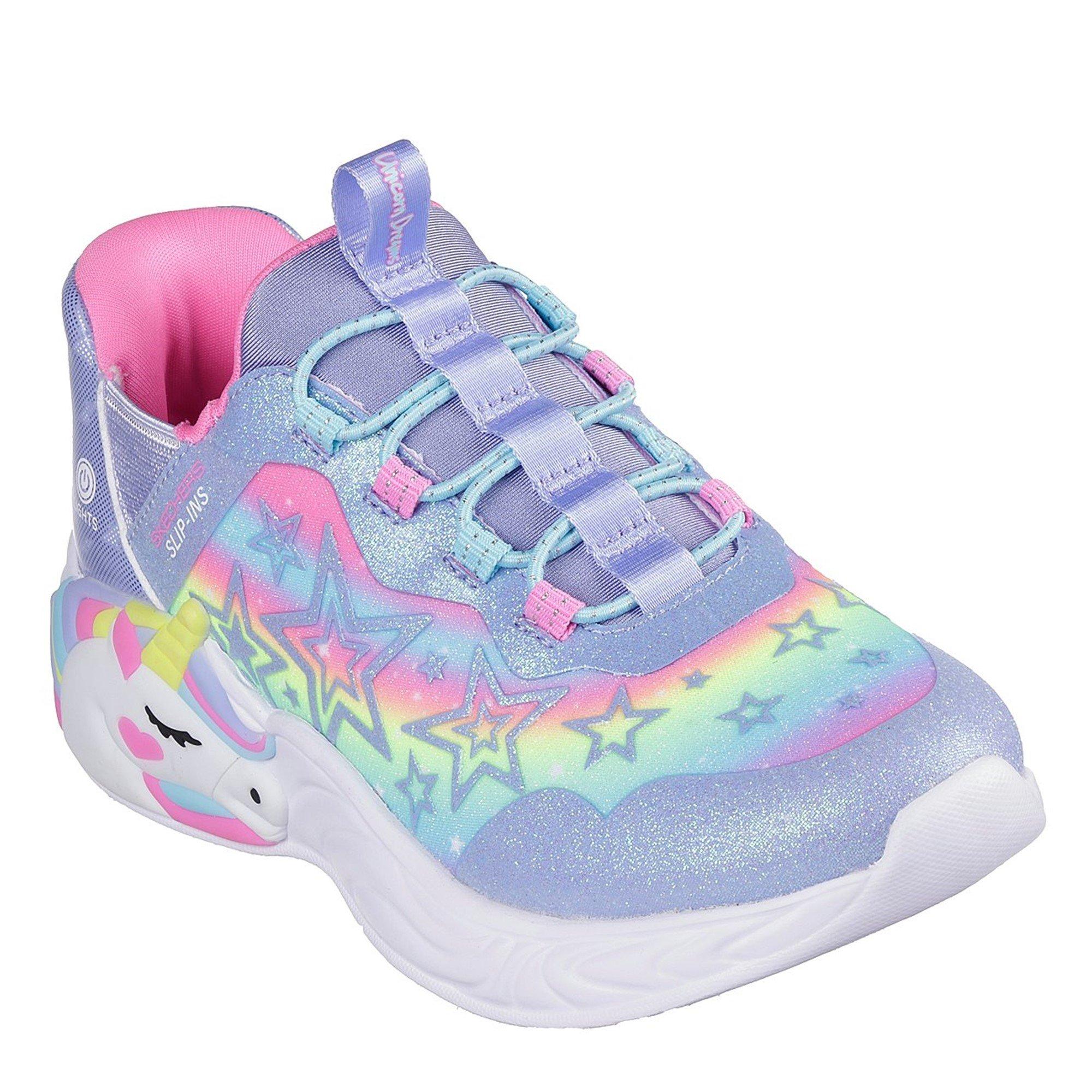 Skechers Lighted Slip-Ins Unicorn Bungee Sne Light Up Trainers Girls