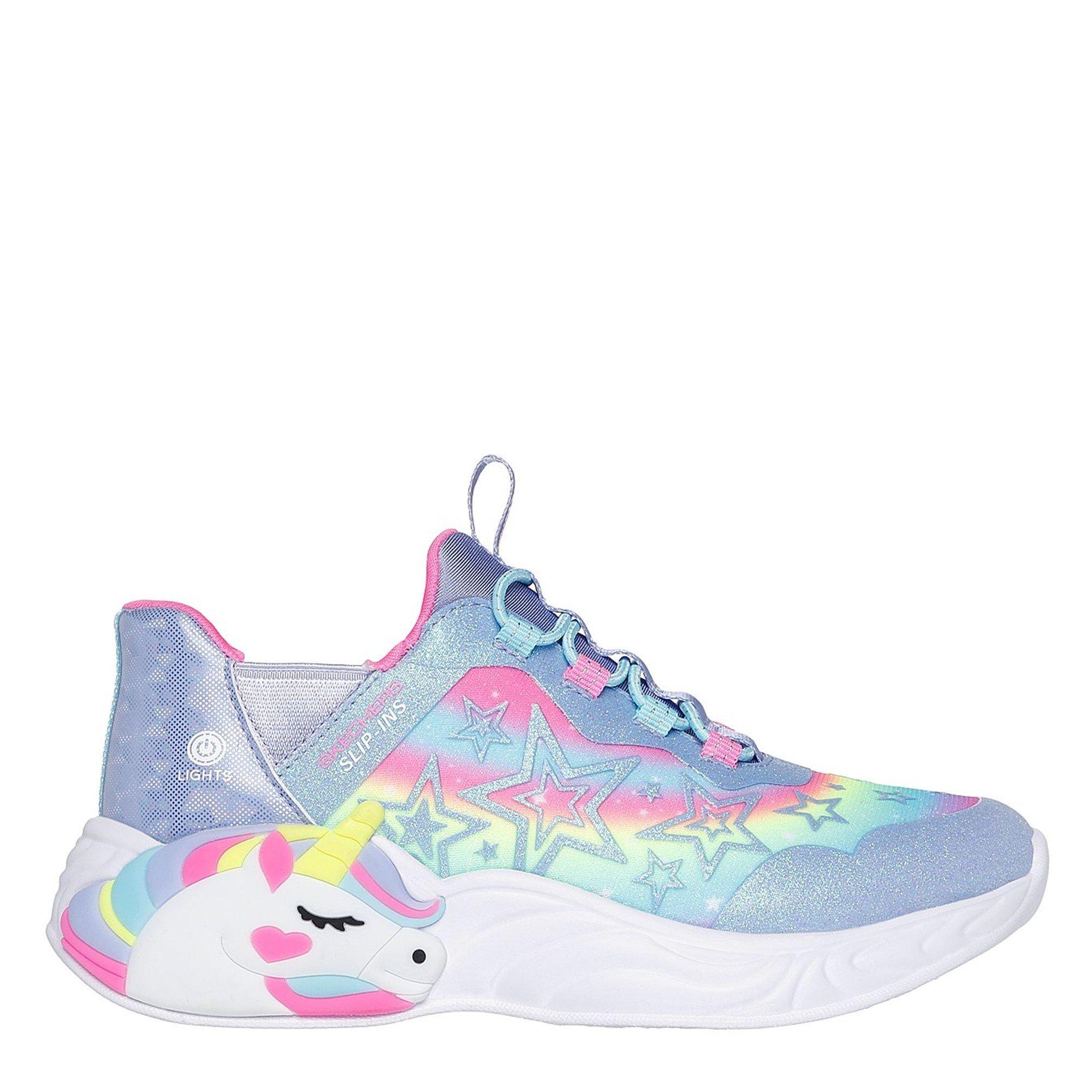 Paars - Skechers - Lighted Slip-Ins Unicorn Bungee Sne Light Up Trainers Girls - 3